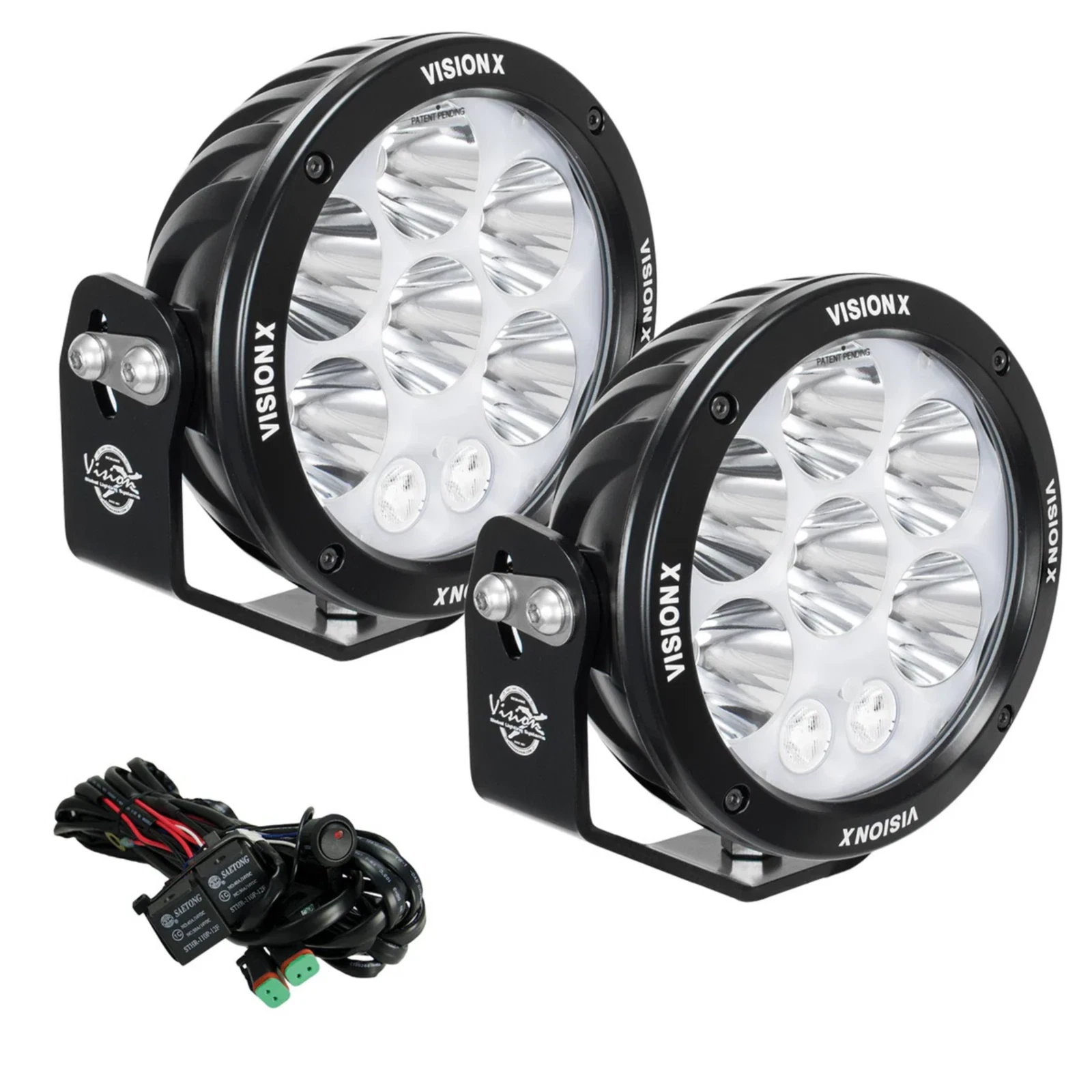 PAIR OF 6.7" CANNON ADV AMBER HALO 8 LED LIGHT MIXED BEAM INCLUDING HARNESS - Image 2