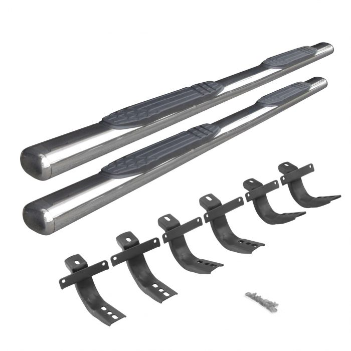 Go Rhino 104412973PS - 4" 1000 Series SideSteps With Mounting Bracket Kit - Polished Stainless Steel