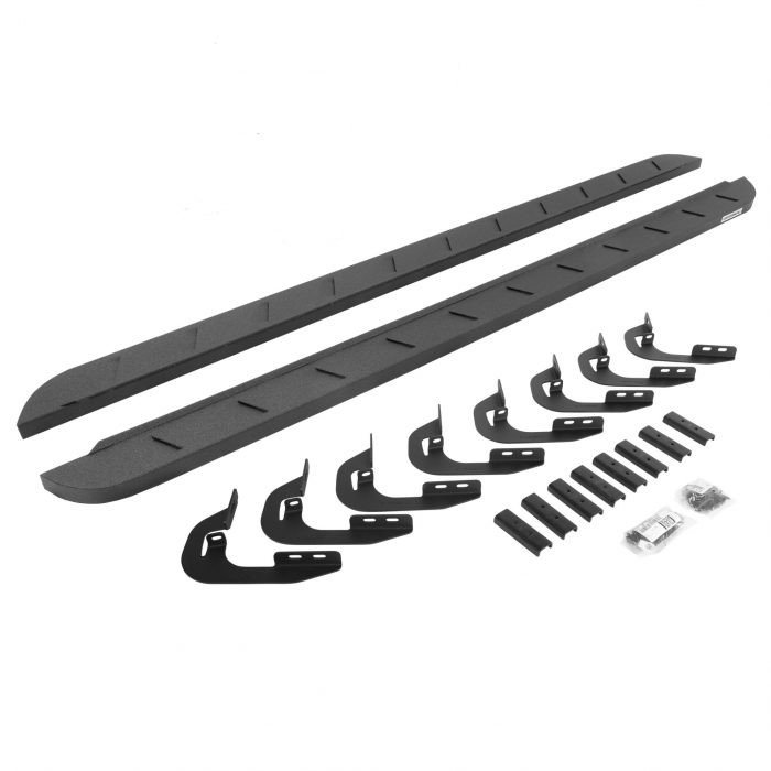 Go Rhino 63404787ST - RB10 Slim Line Running Boards With Mounting Brackets - Protective Bedliner Coating
