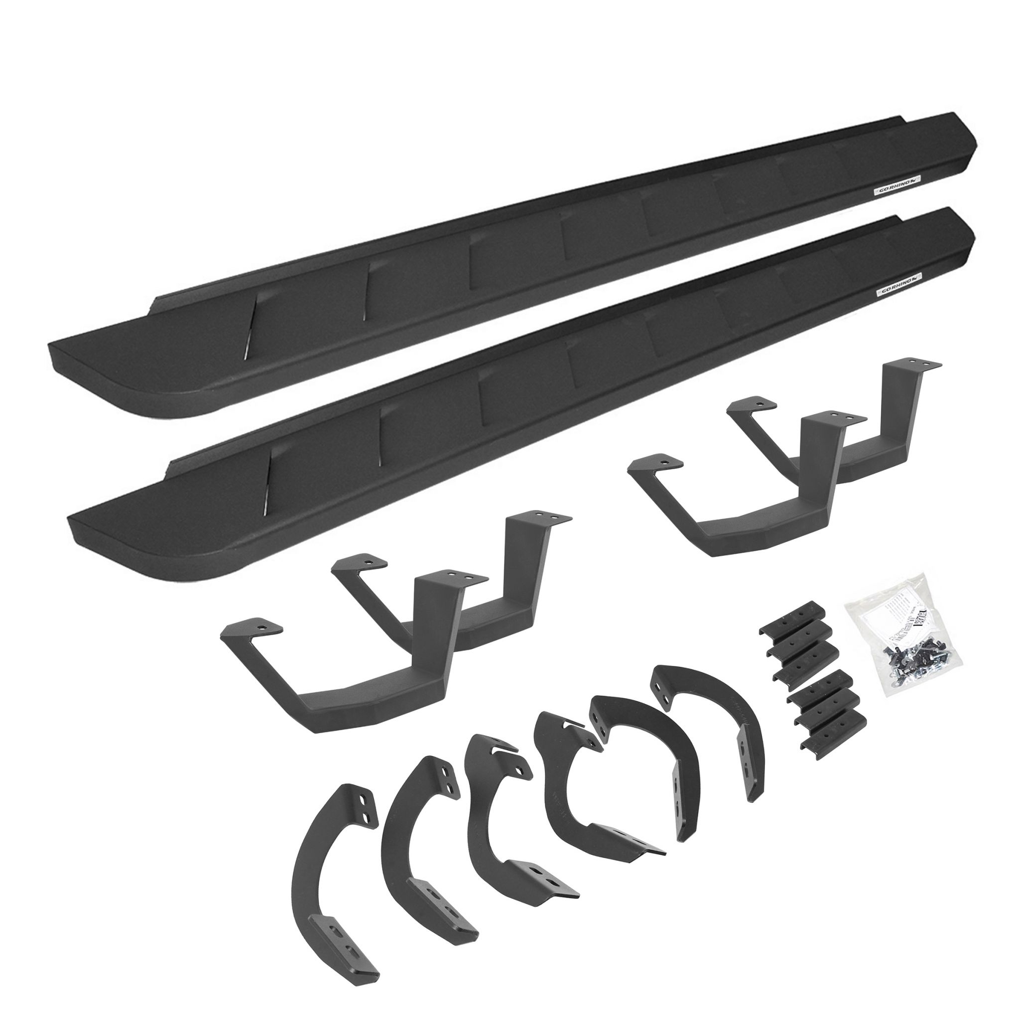 Go Rhino - 6344256820PC - RB10 Running Boards With Mounting Brackets & 2 Pairs of Drop Steps Kit - Textured Black