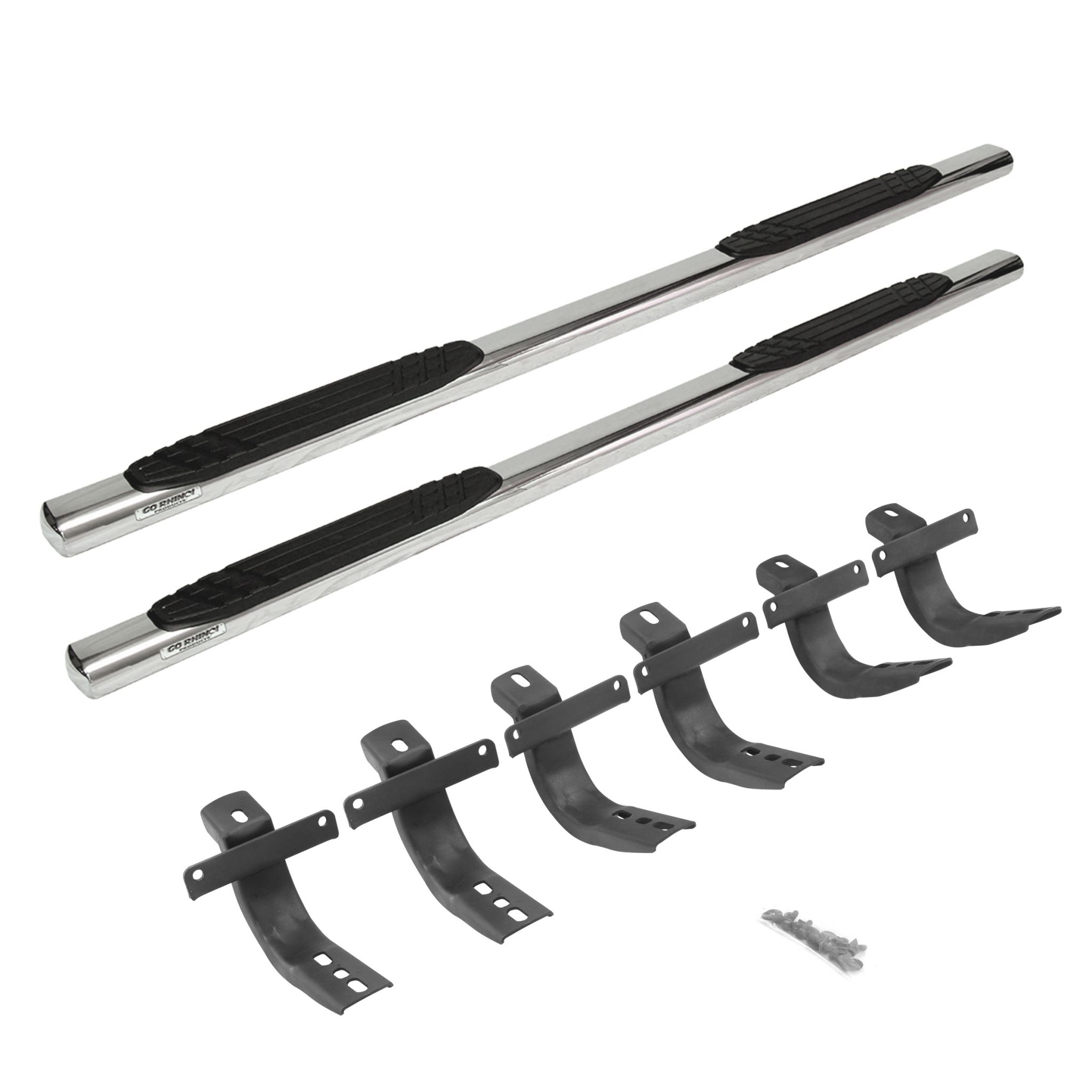 Go Rhino 684412971PS - 4" OE Xtreme SideSteps With Mounting Bracket Kit - Polished Stainless Steel