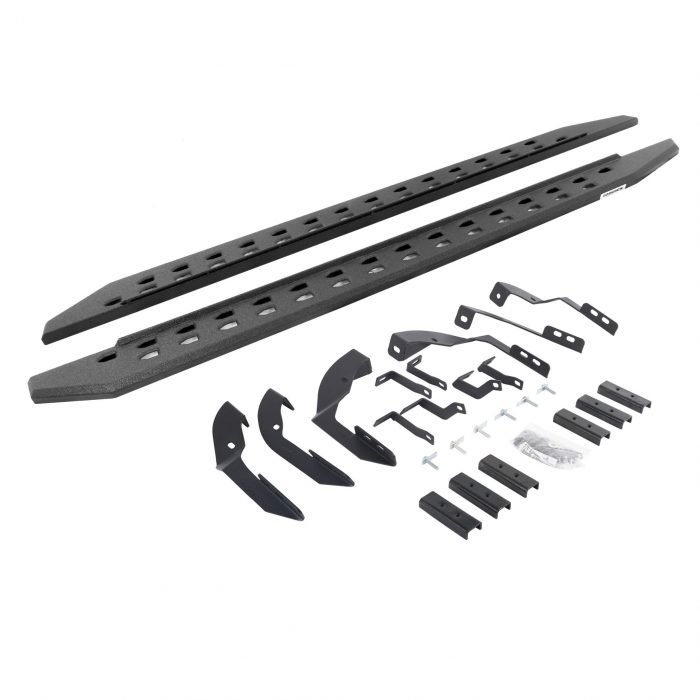 Go Rhino 69404280ST - RB10 Slim Line Running Boards With Mounting Brackets - Protective Bedliner Coating
