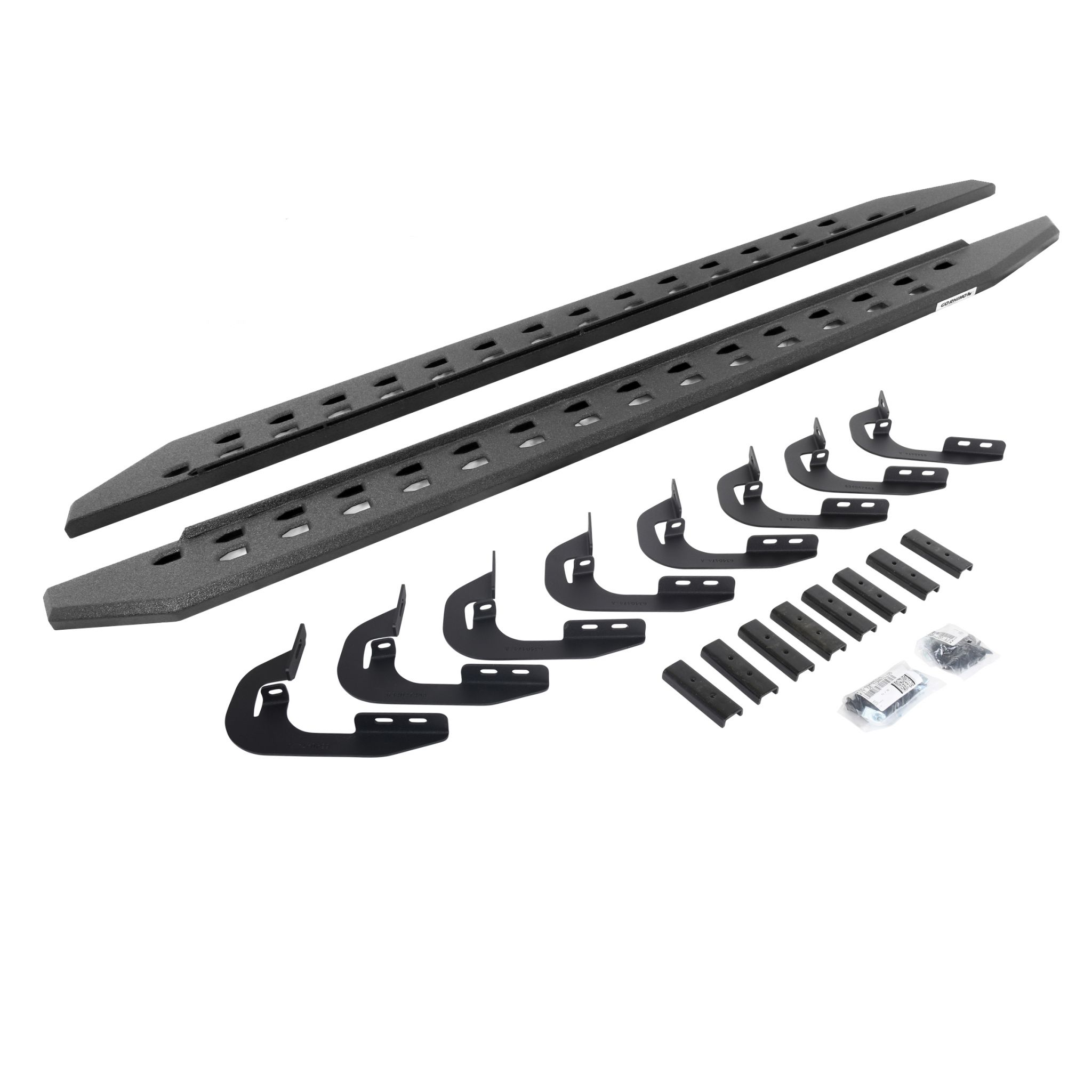 Go Rhino 69404787ST - RB20 Slim Line Running Boards With Mounting Brackets - Protective Bedliner Coating