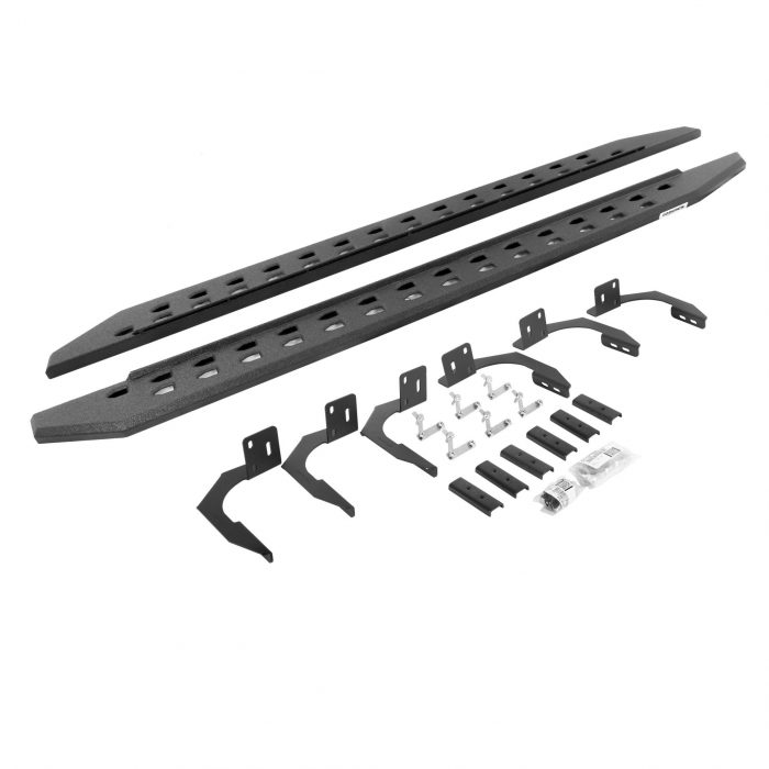 Go Rhino 69409980ST - RB20 Slim Line Running Boards With Mounting Brackets - Protective Bedliner Coating