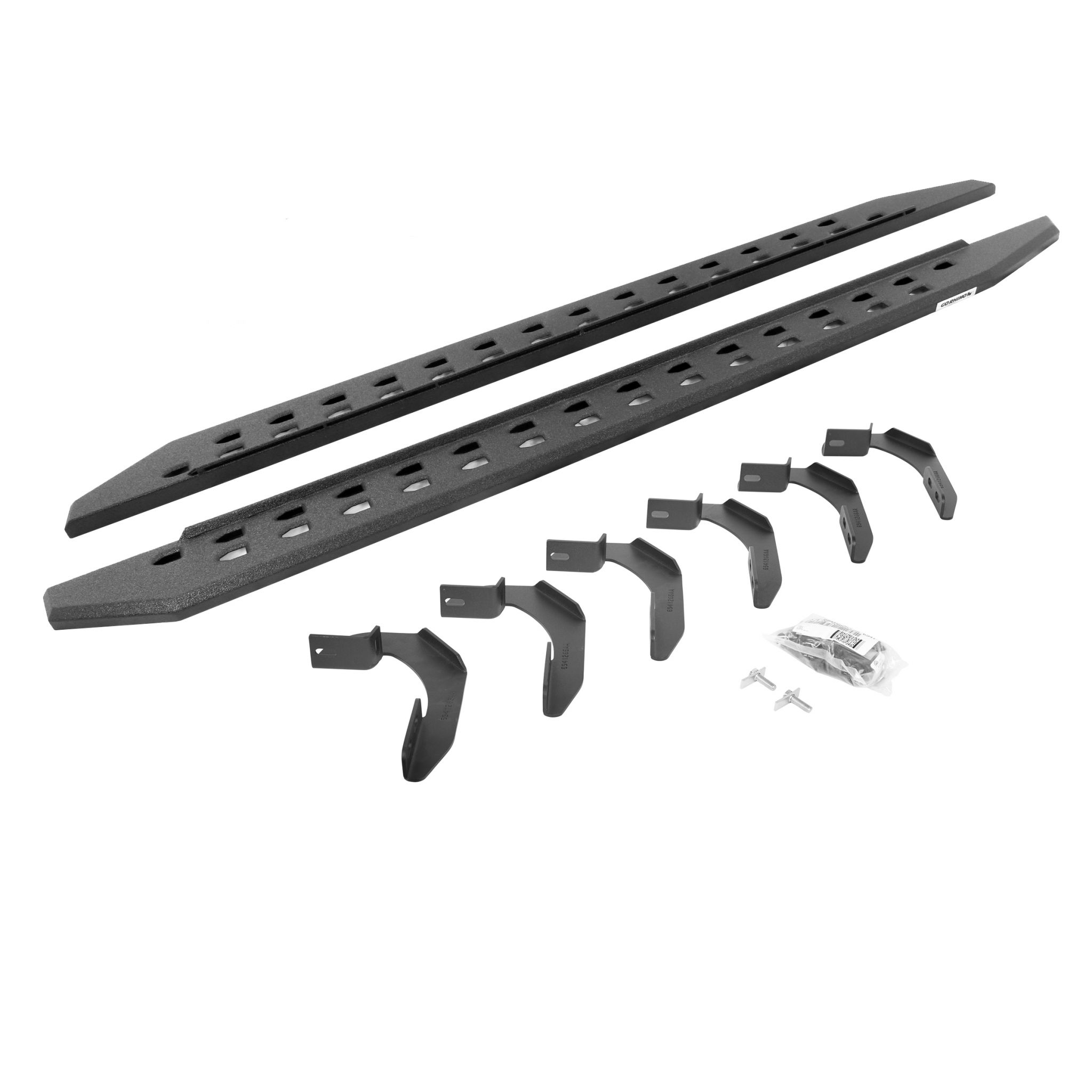 Go Rhino 69412680ST - RB20 Slim Line Running Boards With Mounting Brackets - Protective Bedliner Coating
