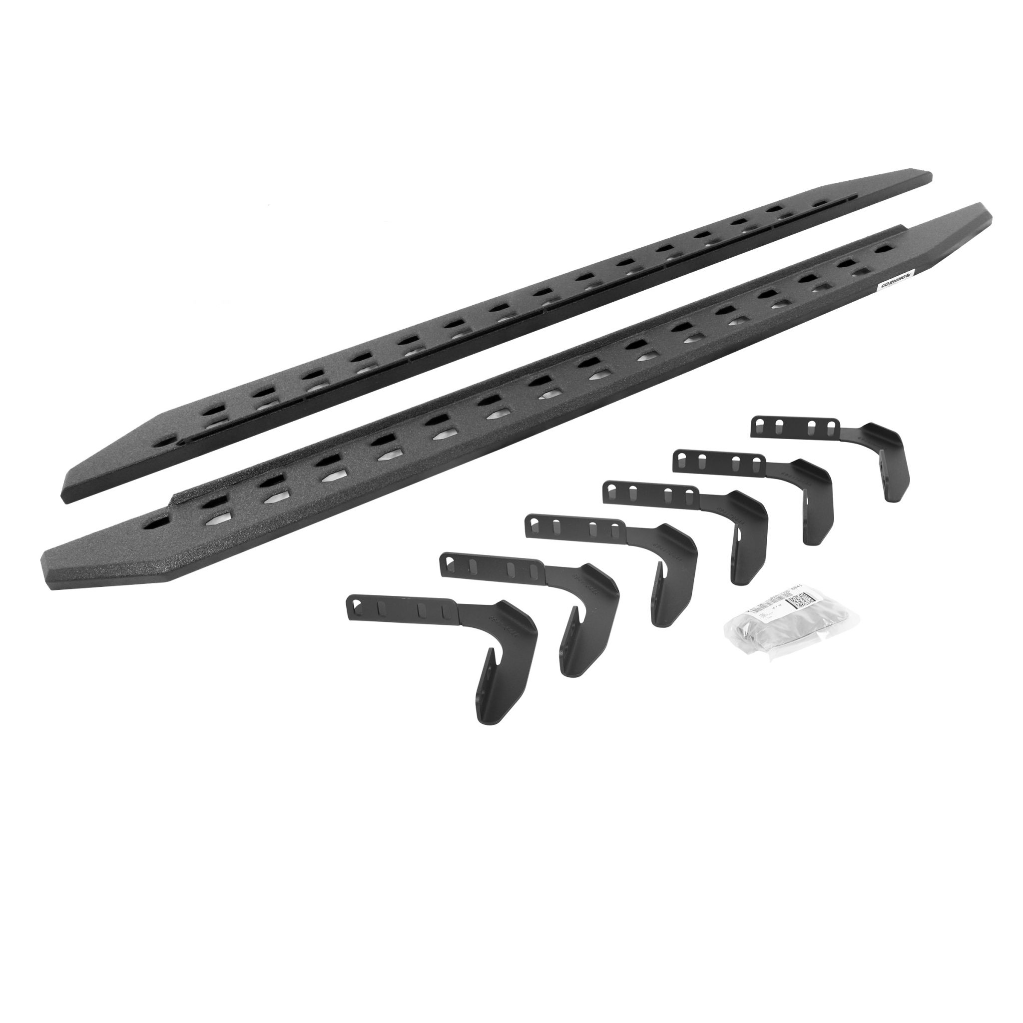 Go Rhino 69418087ST - RB20 Slim Line Running Boards With Mounting Brackets - Protective Bedliner Coating