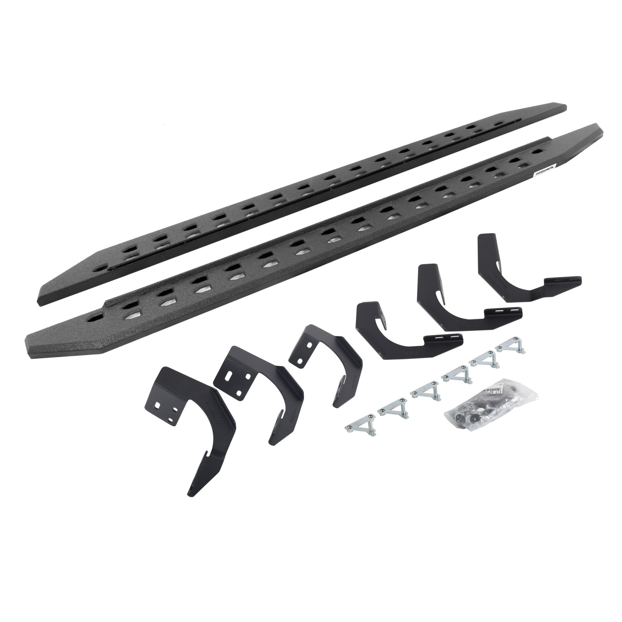 Go Rhino 69430680ST - RB20 Slim Line Running Boards With Mounting Brackets - Protective Bedliner Coating
