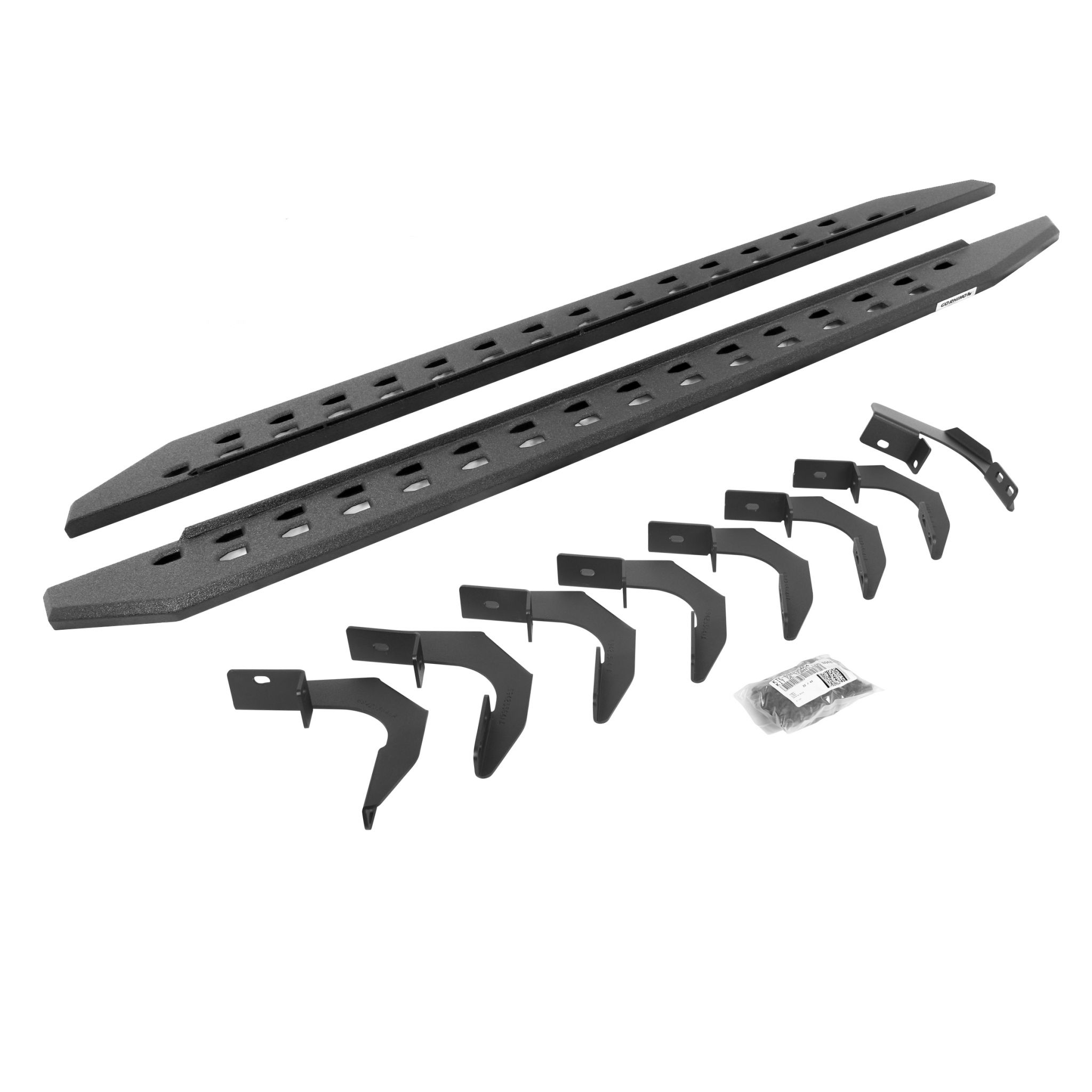 Go Rhino 69423580ST - RB20 Slim Line Running Boards With Mounting Brackets - Protective Bedliner Coating