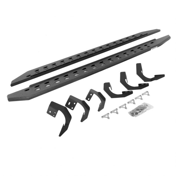 Go Rhino 69430687ST - RB20 Slim Line Running Boards With Mounting Brackets - Protective Bedliner Coating