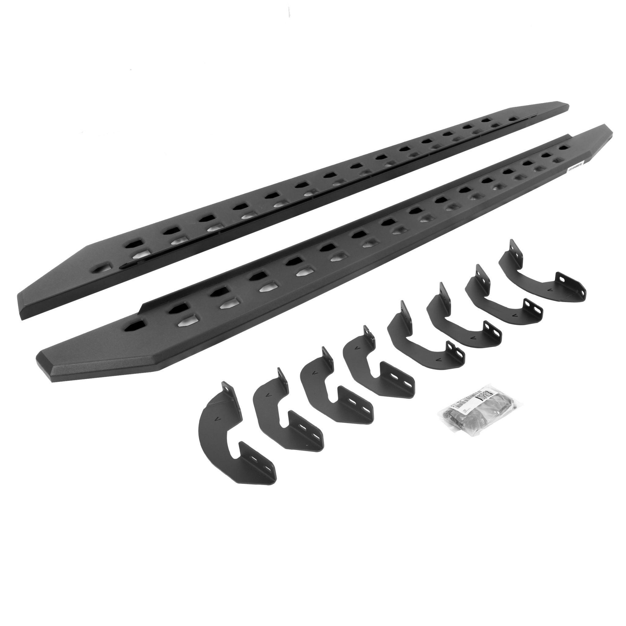 Go Rhino 69443580ST - RB20 Slim Line Running Boards With Mounting Brackets - Protective Bedliner Coating