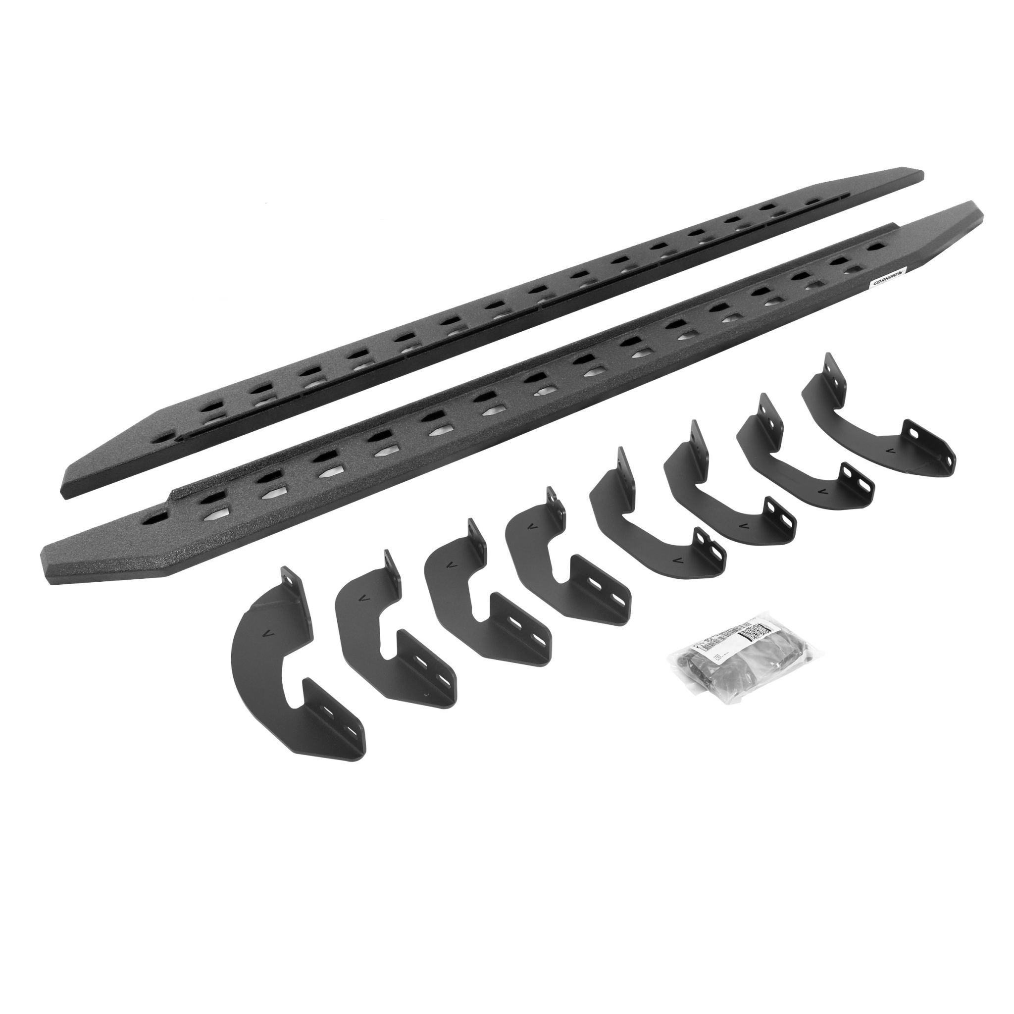 Go Rhino 69441687ST - RB10 Slim Line Running Boards With Mounting Brackets - Protective Bedliner Coating