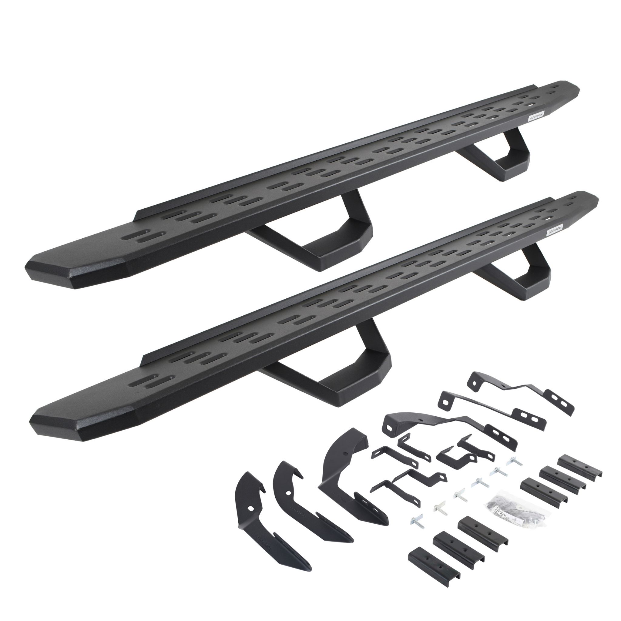 Go Rhino 6960428020PC - RB30 Running Boards with Mounting Brackets & 2 Pairs of Drops Steps Kit - Textured Black