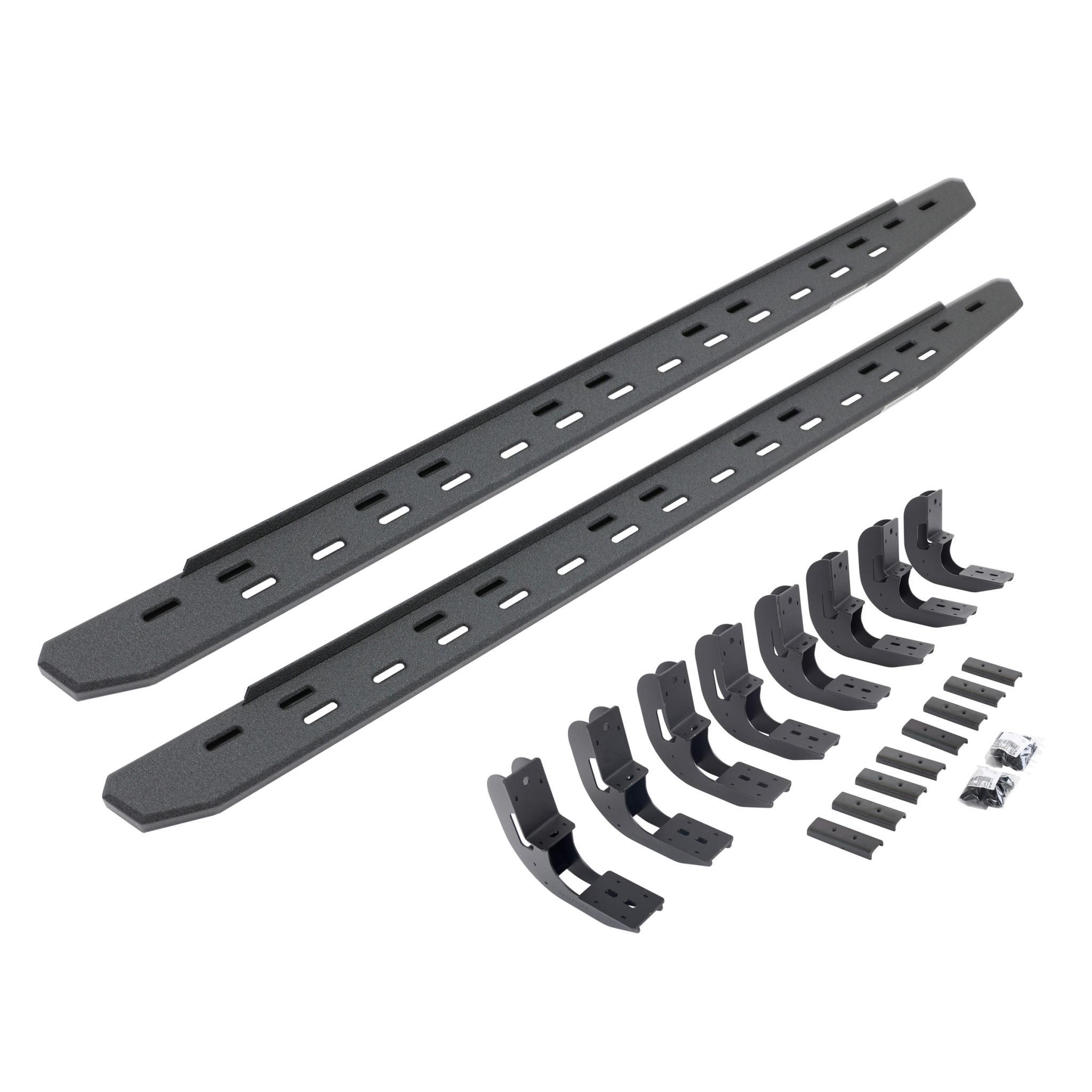 Go Rhino 69604880ST - RB30 Slime Line Running Boards with Mounting Bracket Kit - Protective Bedliner Coating
