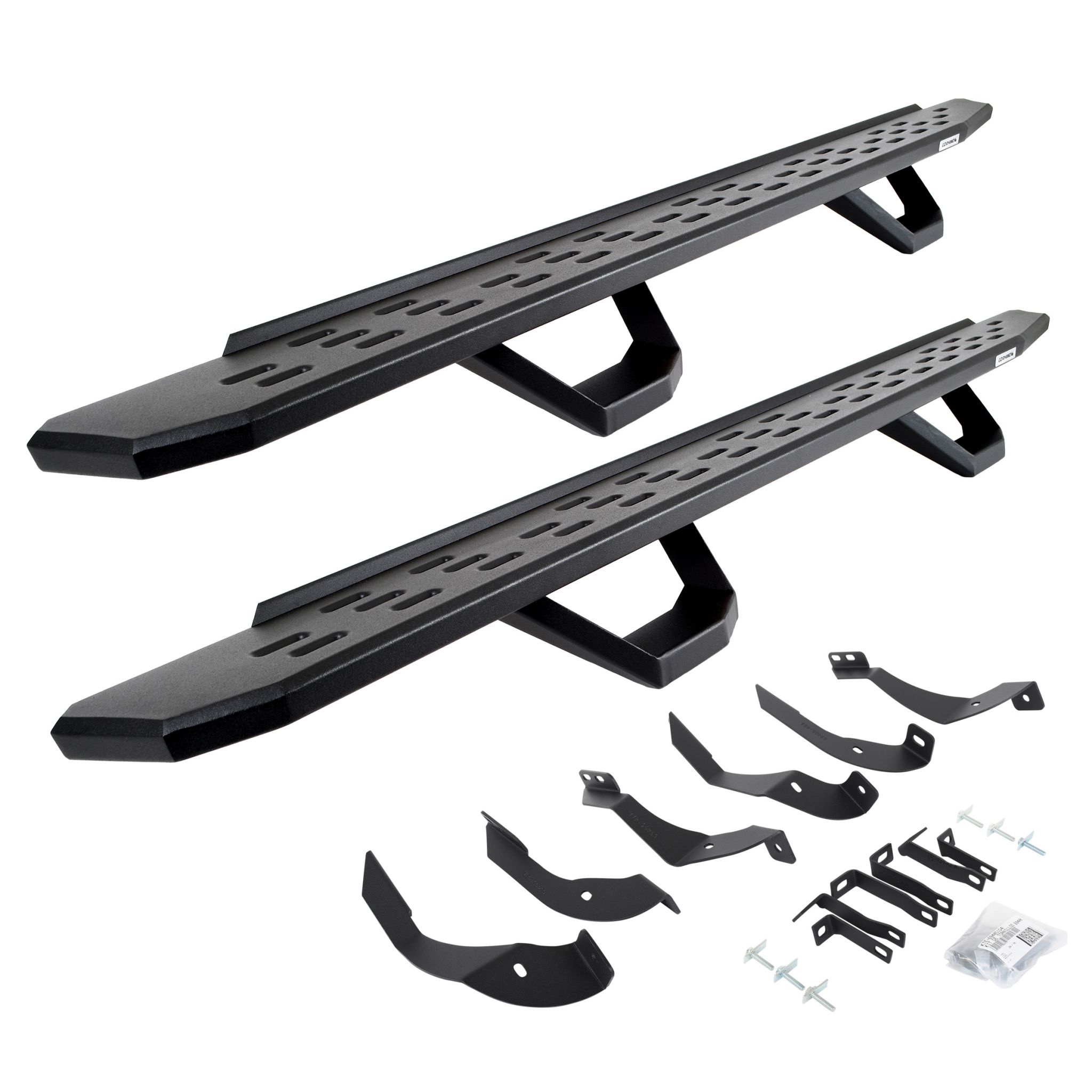 Go Rhino 6960518720PC - RB30 Running Boards with Mounting Brackets & 2 Pairs of Drops Steps Kit - Textured Black