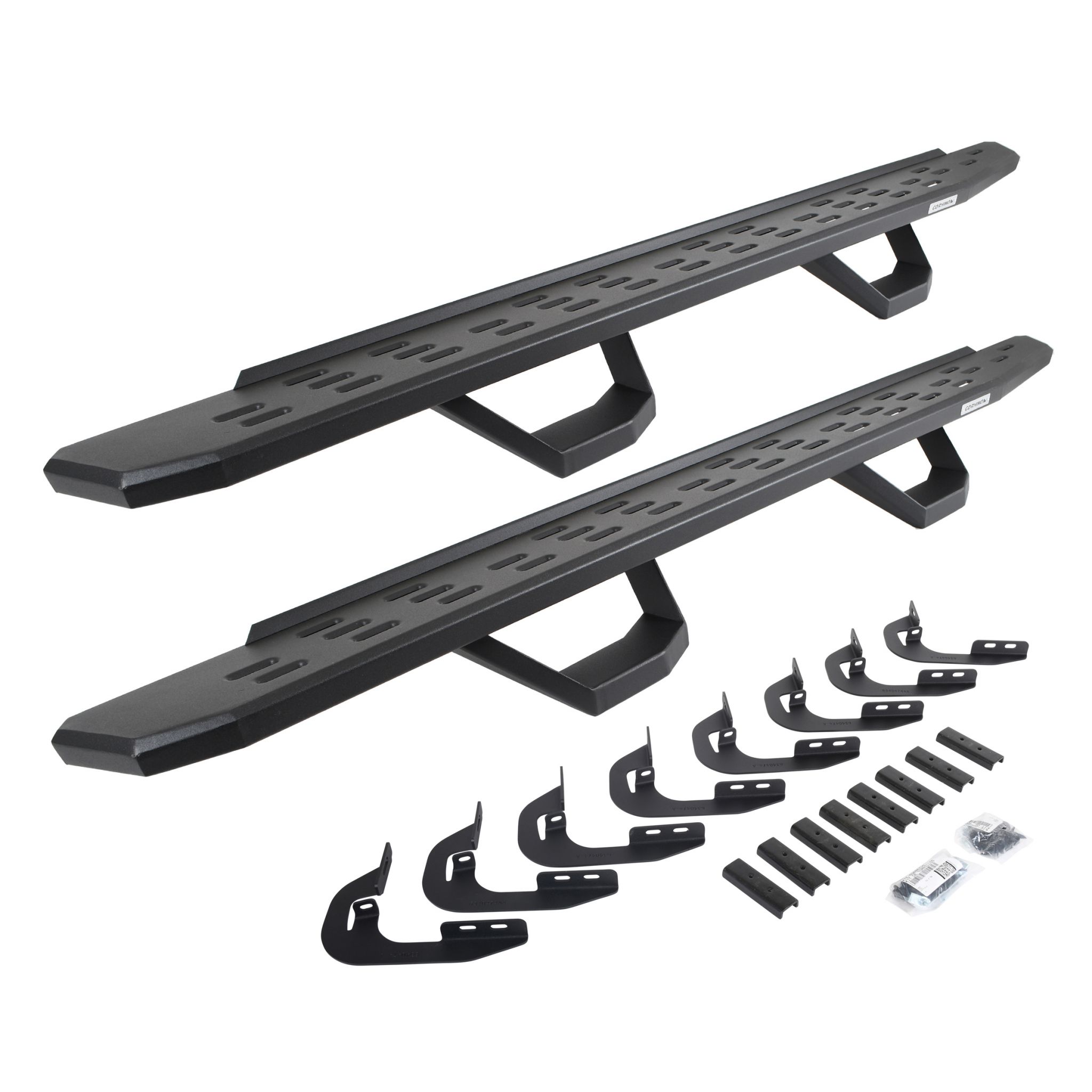 Go Rhino 6960588020PC - RB30 Running Boards with Mounting Brackets & 2 Pairs of Drops Steps Kit - Textured Black