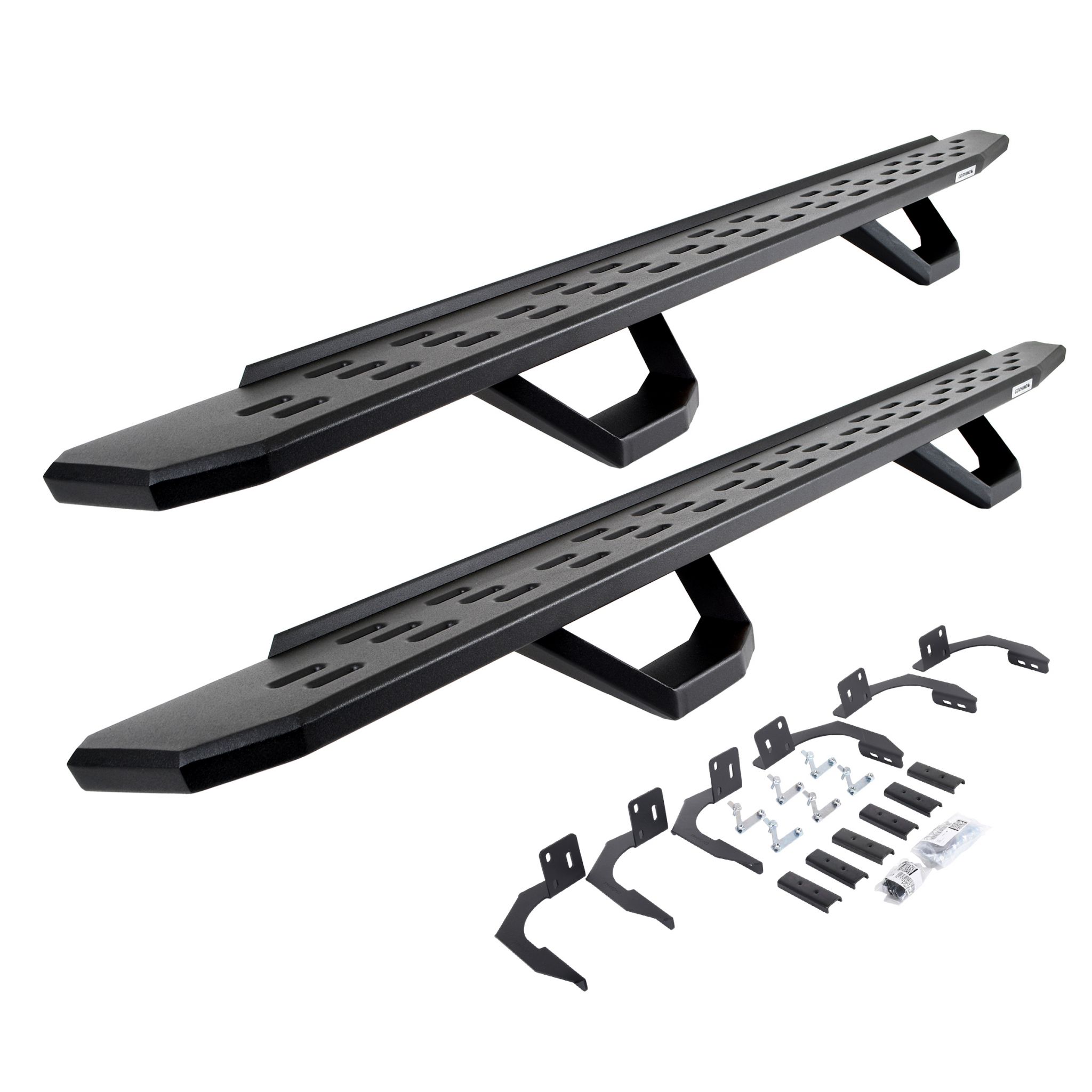 Go Rhino 6961068720PC - RB30 Running Boards with Mounting Brackets & 2 Pairs of Drops Steps Kit - Textured Black
