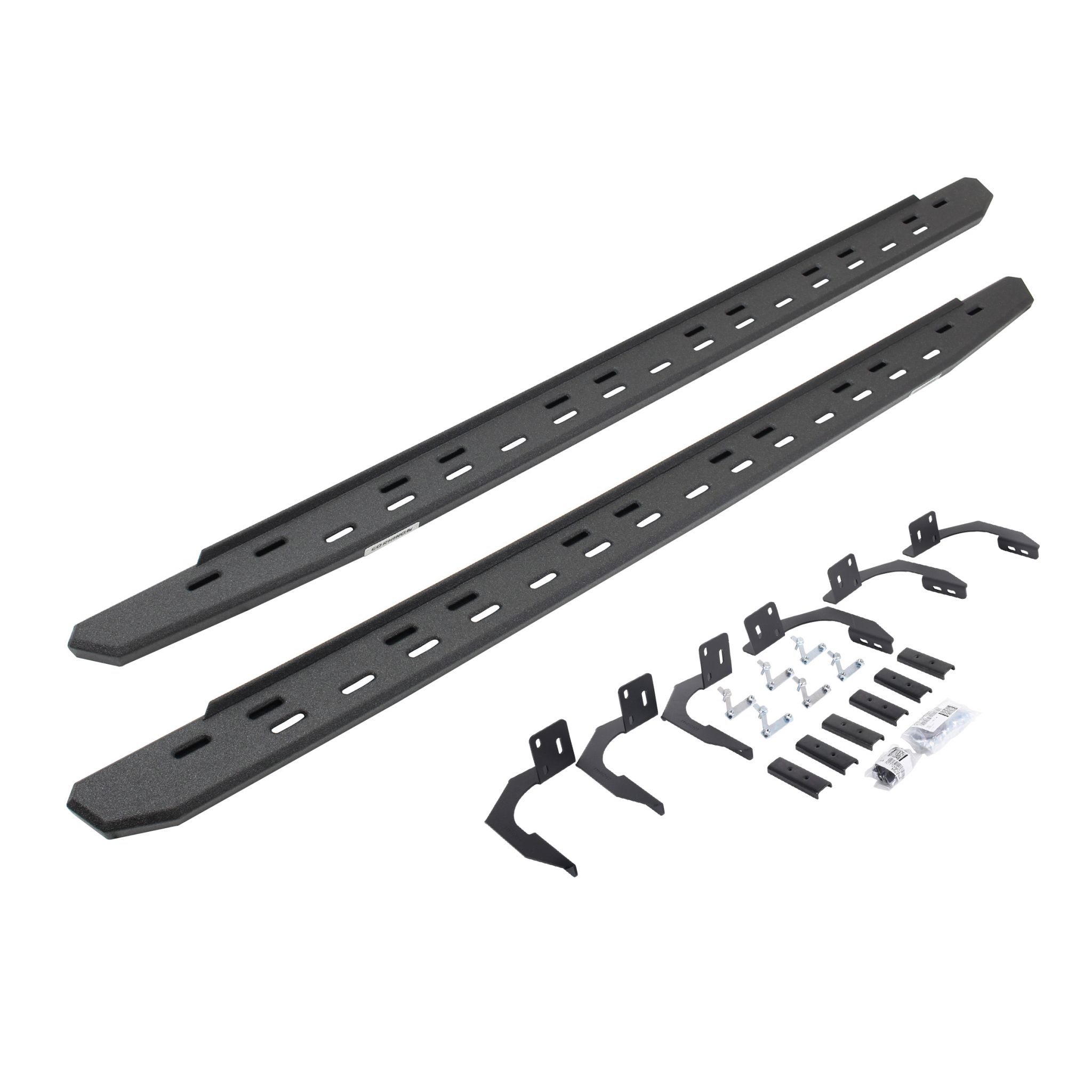 Go Rhino 69610687ST - RB30 Slim Line Running Boards with Mounting Bracket Kit - Protective Bedliner Coating