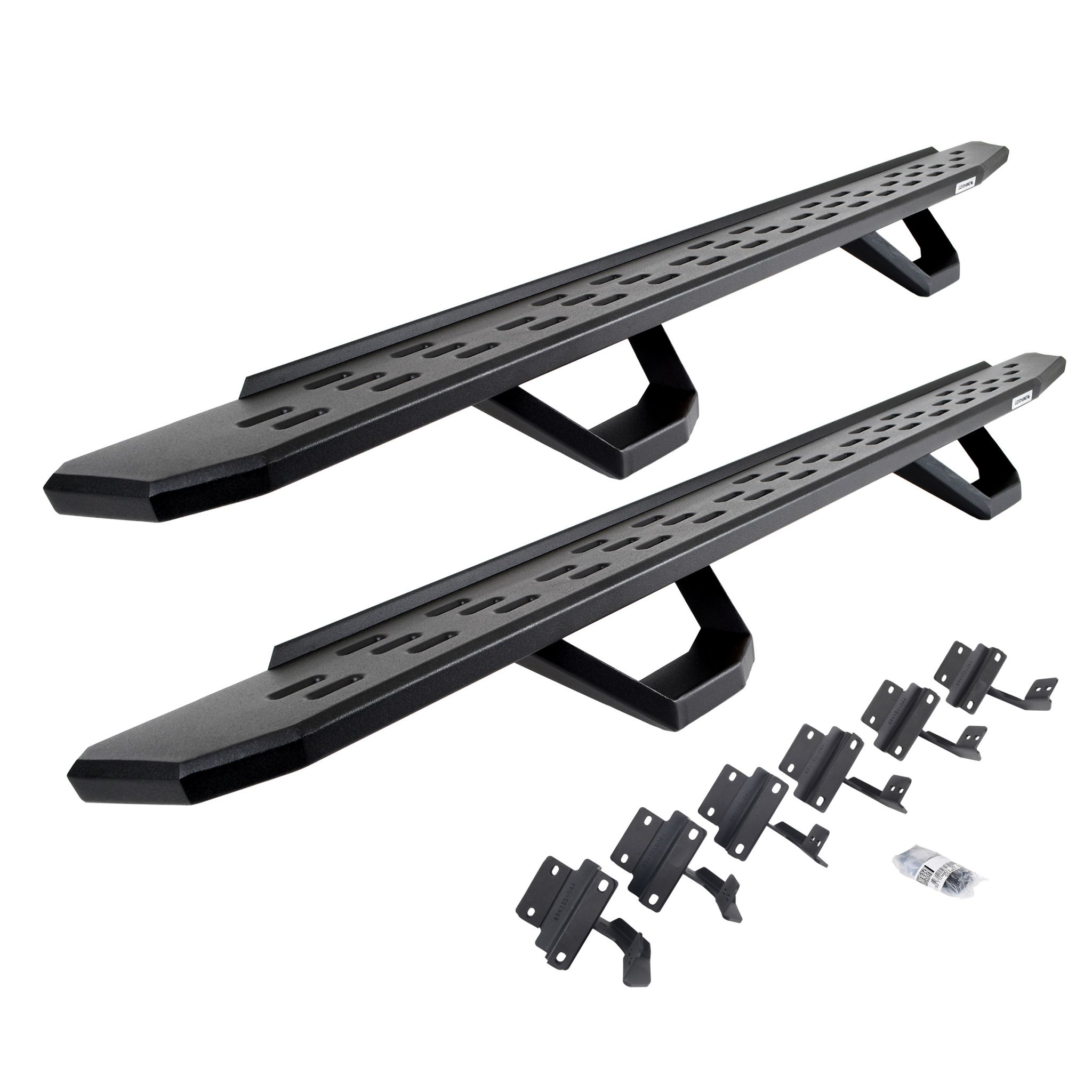 Go Rhino 6961558720PC - RB30 Running Boards with Mounting Brackets & 2 Pairs of Drops Steps Kit - Textured Black