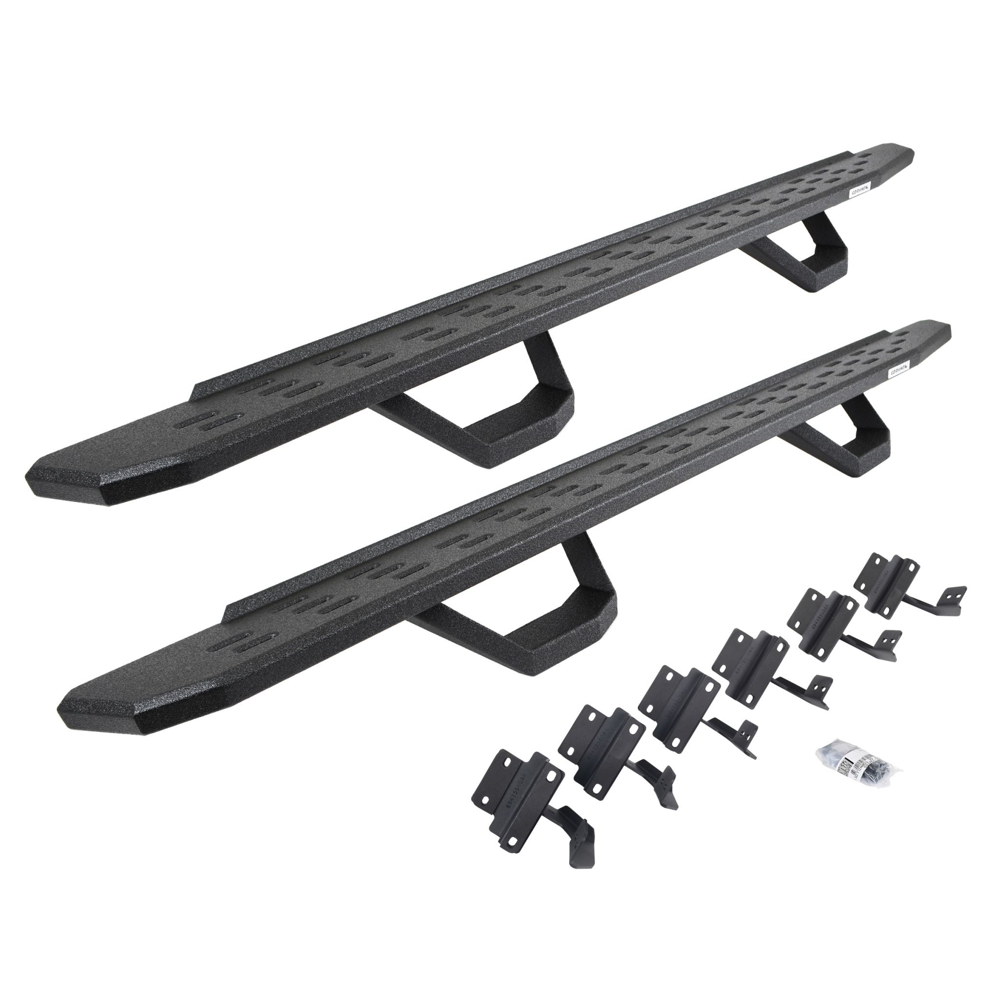 Go Rhino 6961558720T - RB30 Running Boards with Mounting Brackets & 2 Pairs of Drops Steps Kit - Protective Bedliner Coating