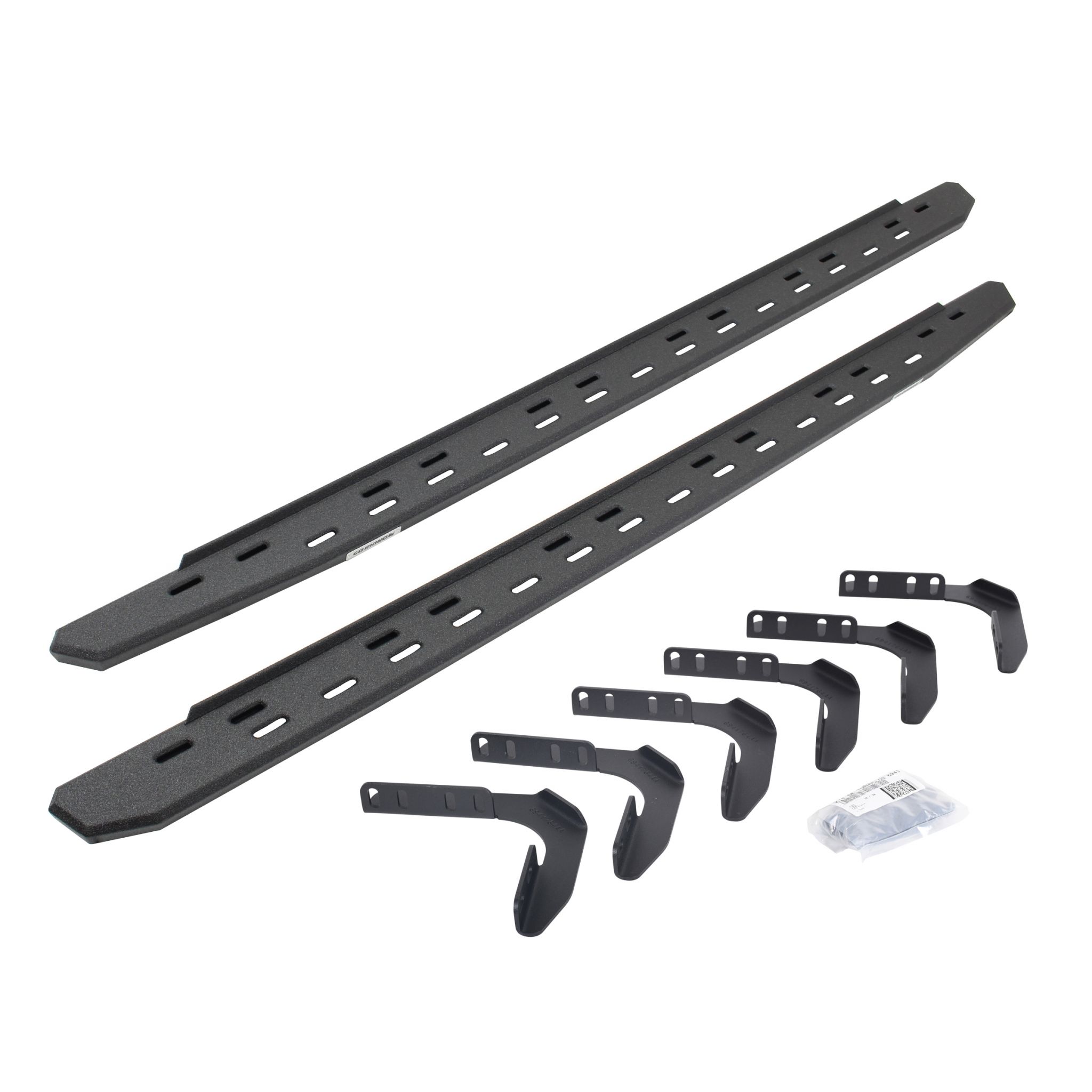 Go Rhino 69618087ST - RB30 Slim Line Running Boards with Mounting Bracket Kit - Protective Bedliner Coating
