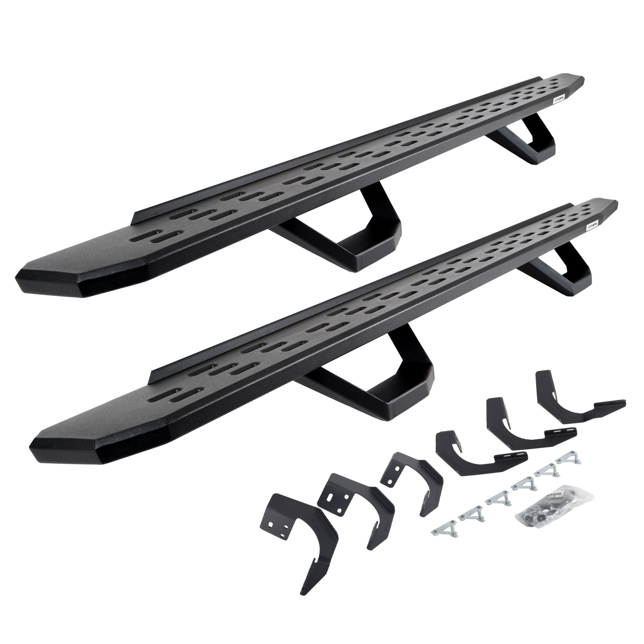 Go Rhino 6962068720PC - RB30 Running Boards with Mounting Brackets & 2 Pairs of Drops Steps Kit - Textured Black