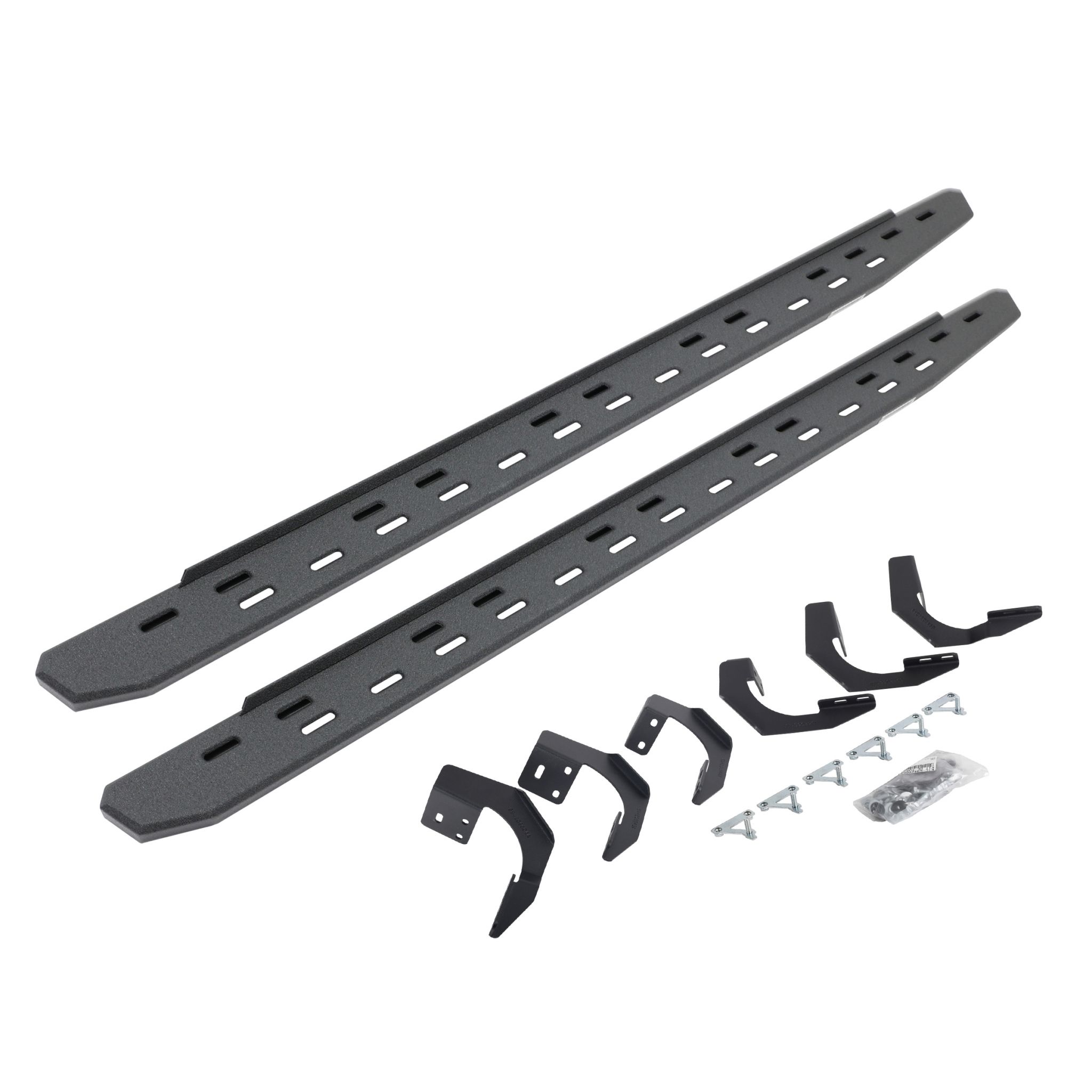 Go Rhino 69629980ST - RB30 Slim Line Running Boards with Mounting Bracket Kit - Protective Bedliner Coating