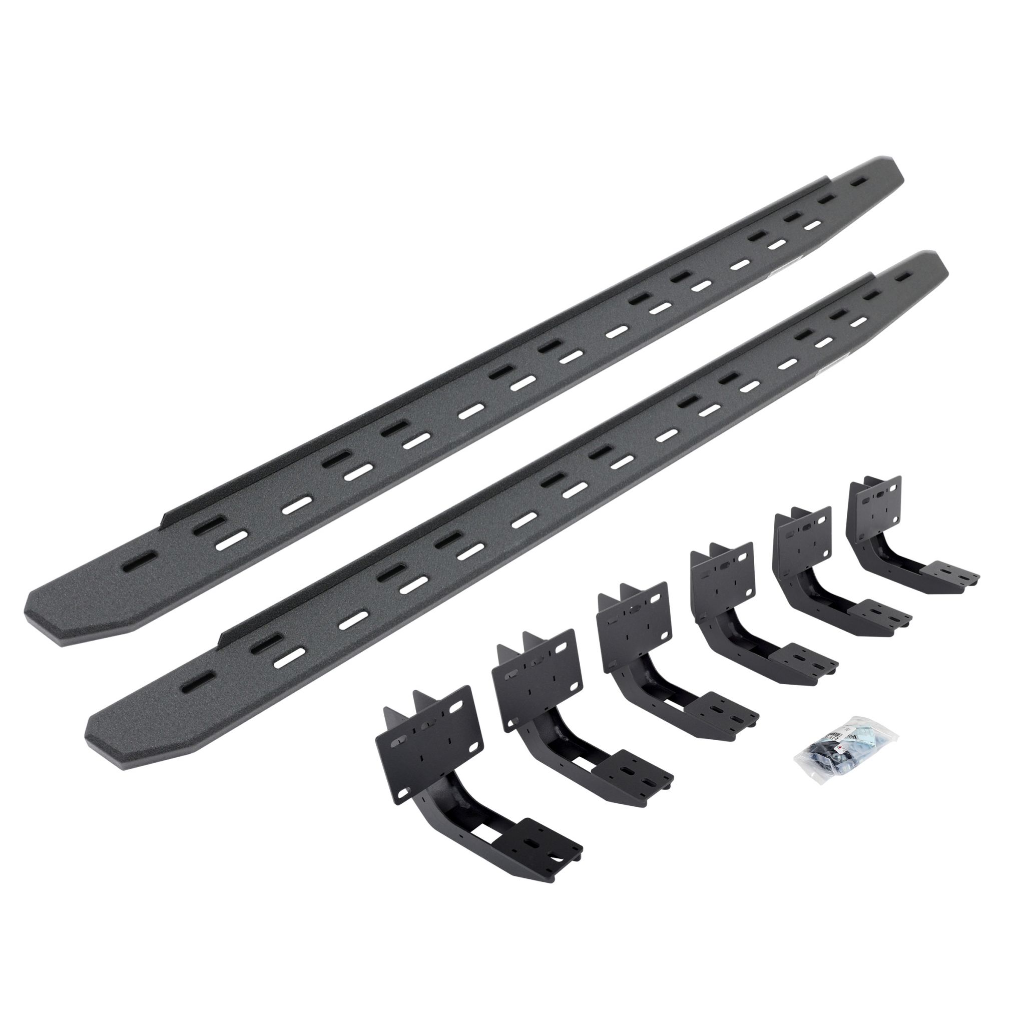 Go Rhino 69630680ST - RB30 Slim Line Running Boards with Mounting Bracket Kit - Protective Bedliner Coating