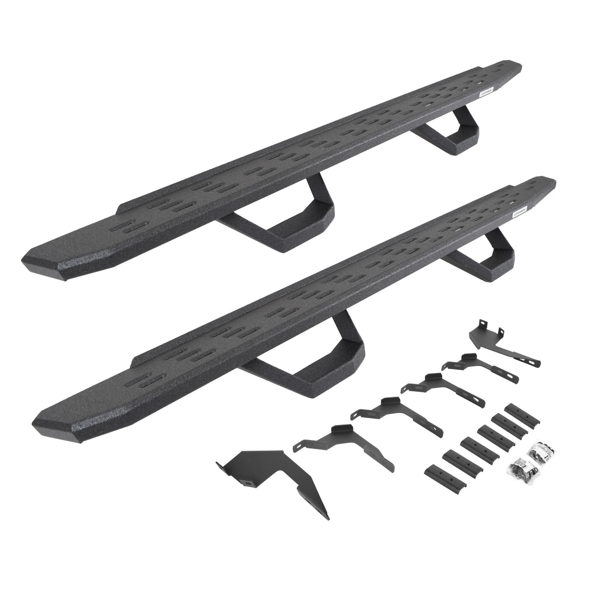 Go Rhino 6963688020T - RB30 Running Boards with Mounting Brackets & 2 Pairs of Drops Steps Kit - Protective Bedliner Coating