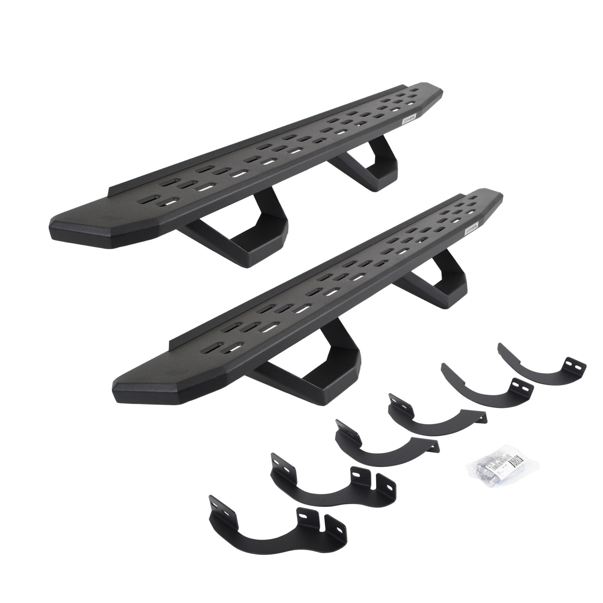 Go Rhino 6964256820PC - RB30 Running Boards with Mounting Brackets & 2 Pairs of Drops Steps Kit - Textured Black