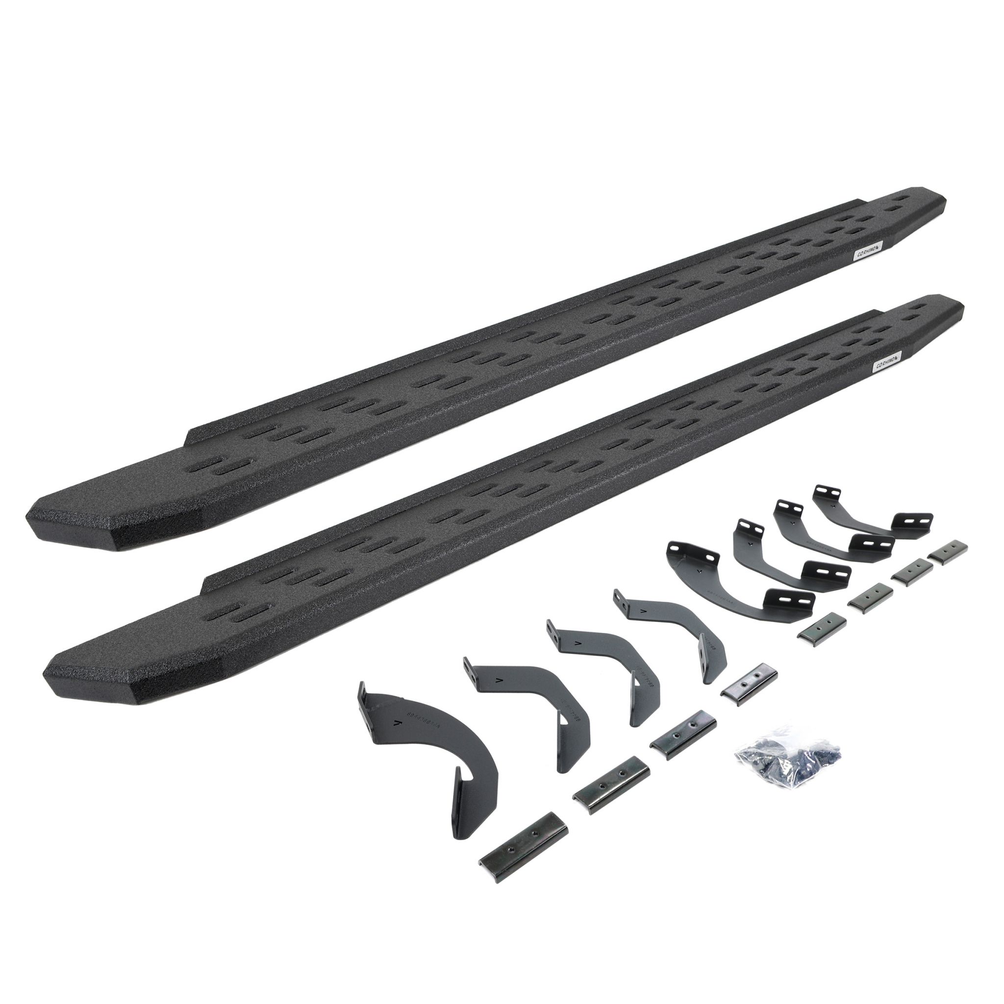 Go Rhino 69643580T - RB30 Running Boards with Mounting Bracket Kit - Protective Bedliner Coating