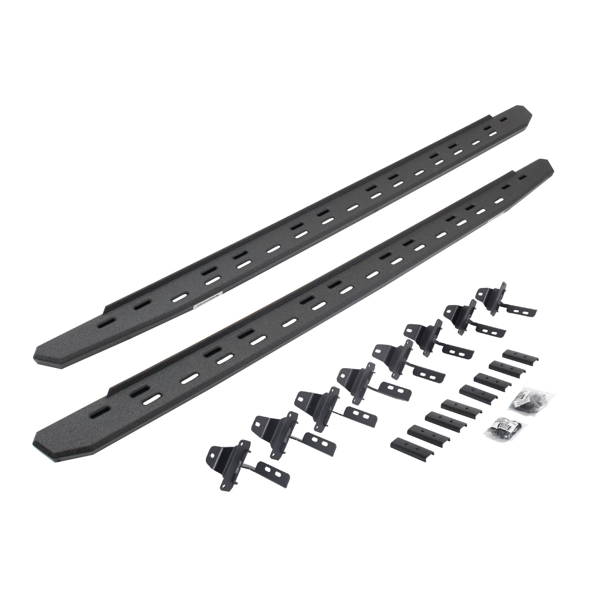 Go Rhino 69651687ST - RB30 Slim Line Running Boards with Mounting Bracket Kit - Protective Bedliner Coating