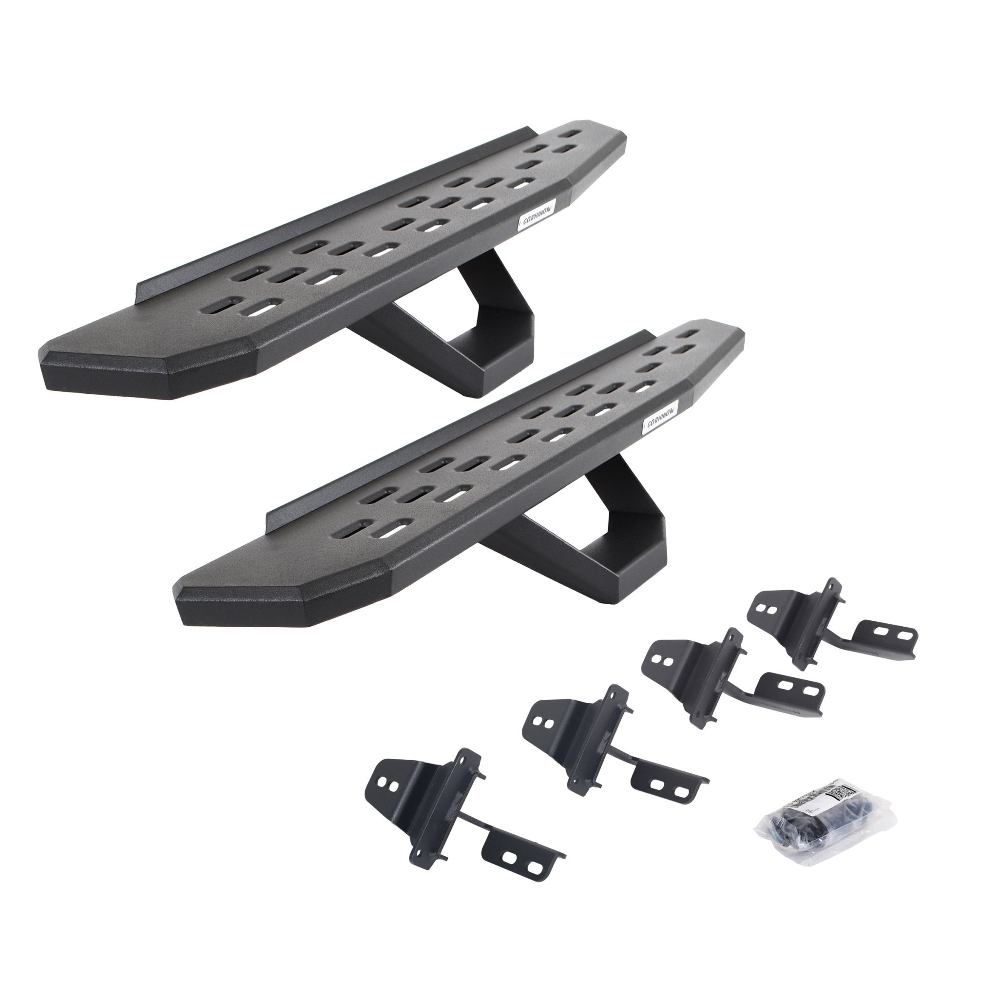 Go Rhino 6969264810PC - RB30 Running Boards with Mounting Brackets & 2 Pairs of Drops Steps Kit - Textured Black