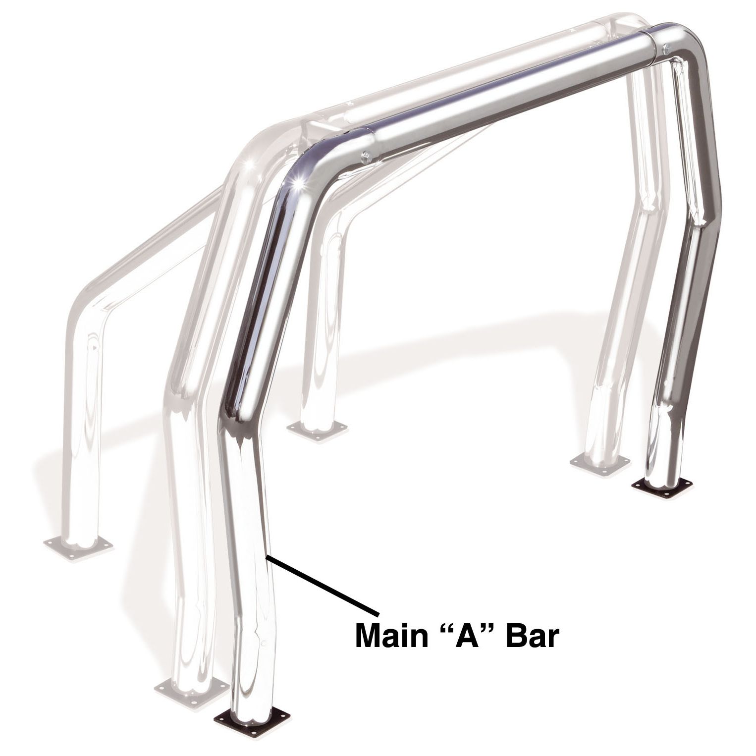 Go Rhino 97001PS - Bed Bar Compenent - "A" Main l Bar - Polished Steel Stainless