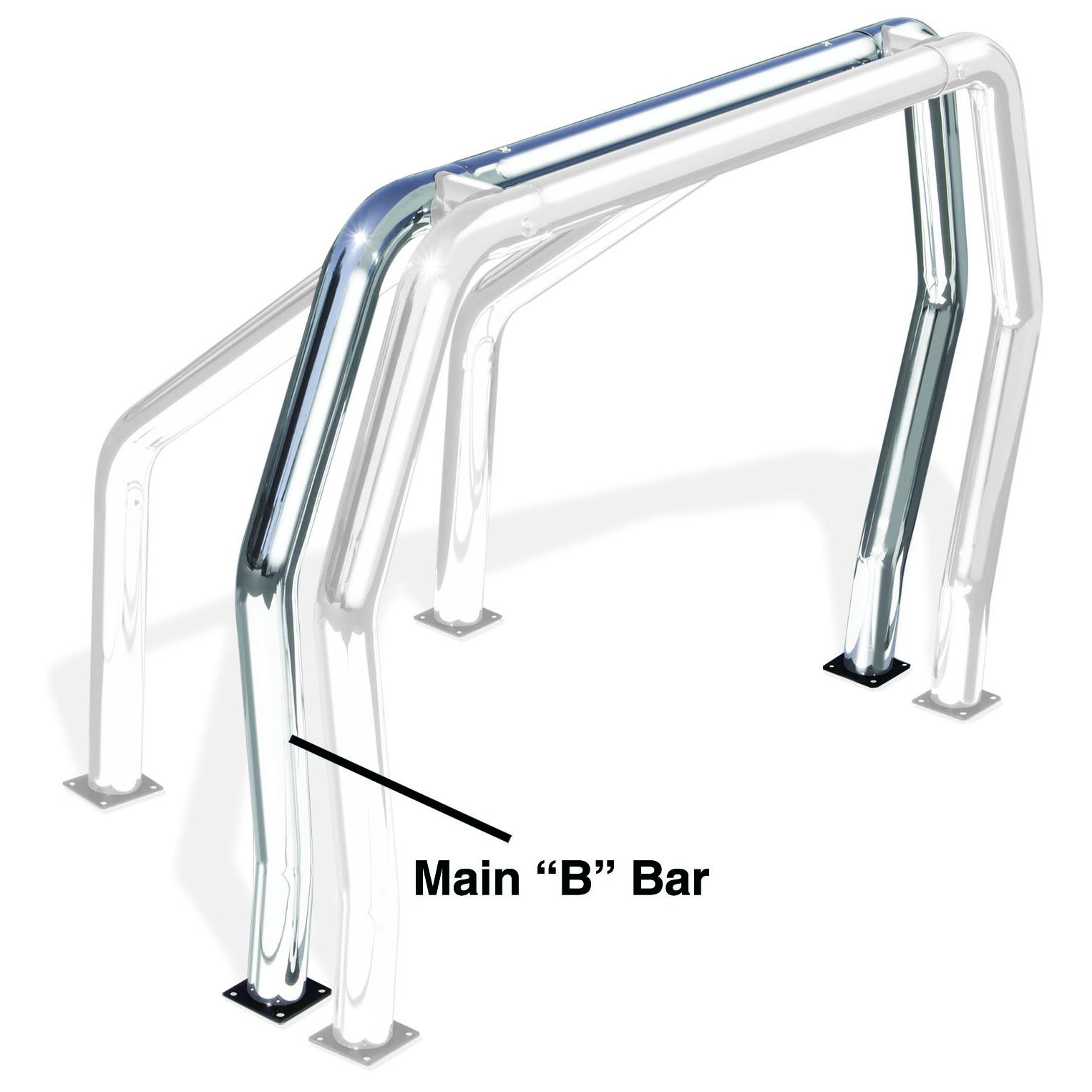 Go Rhino 90002C - Bed Bar Compenent - "B" Main  Bar - Chrome