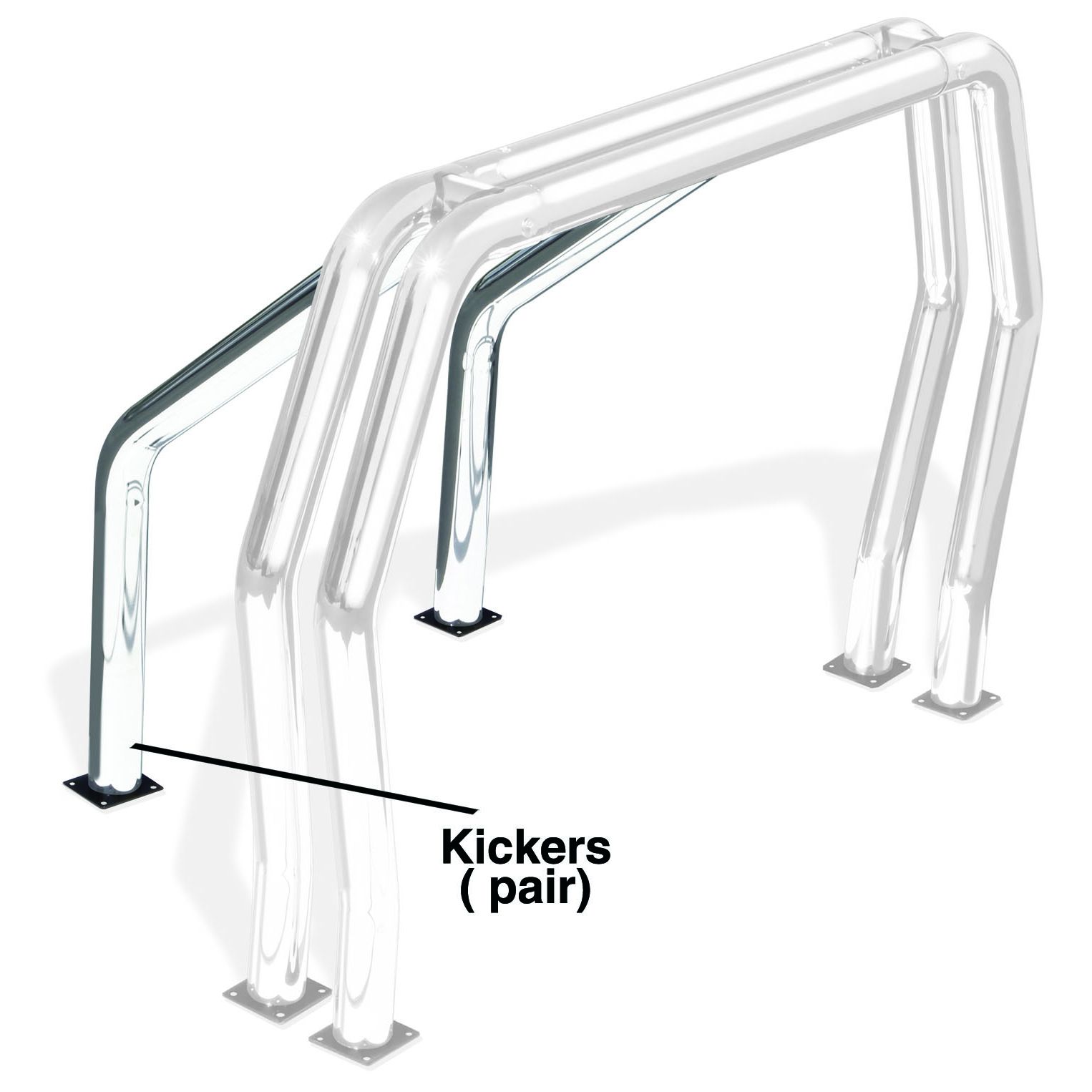 Go Rhino 9390C - Bed Bar Component - Pair of Kickers (Behind Wheel Wells) - Chrome