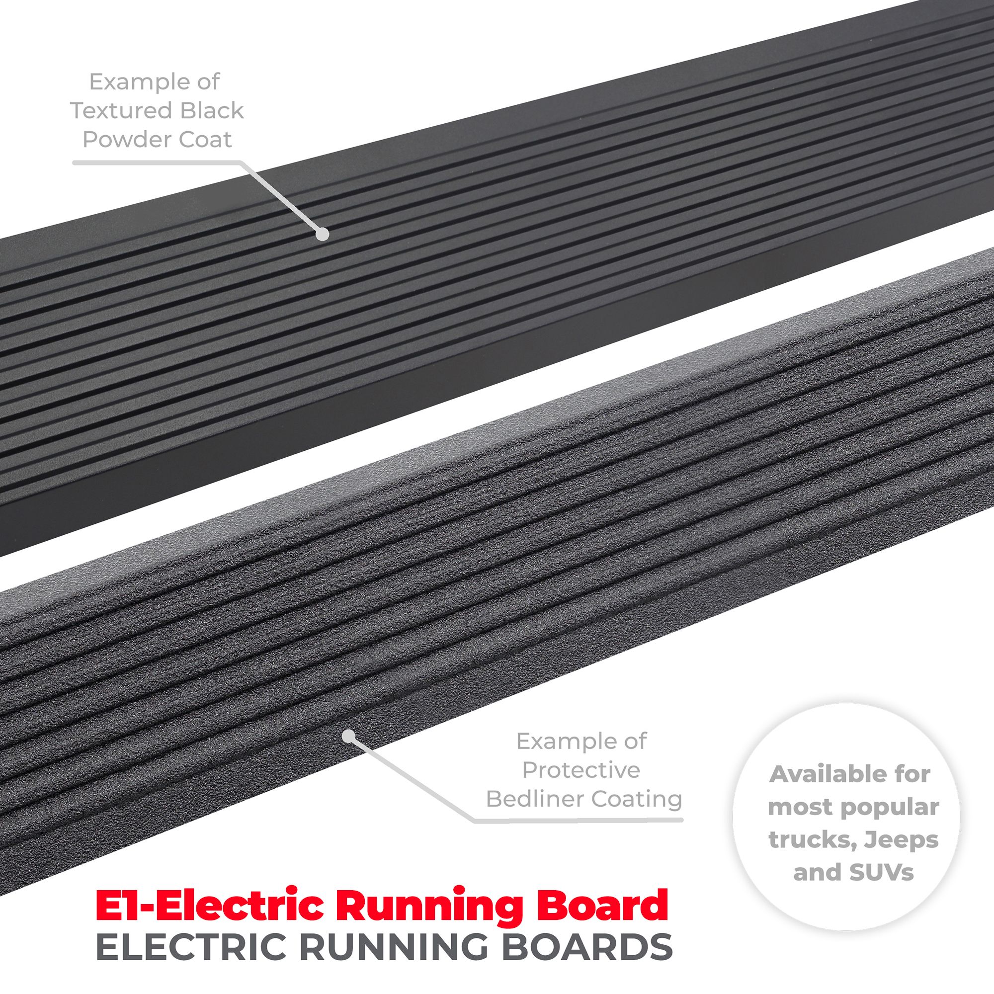 Go Rhino 20412974T - E1 Electric Running Boards With Mounting Brackets - Protective Bedliner Coating