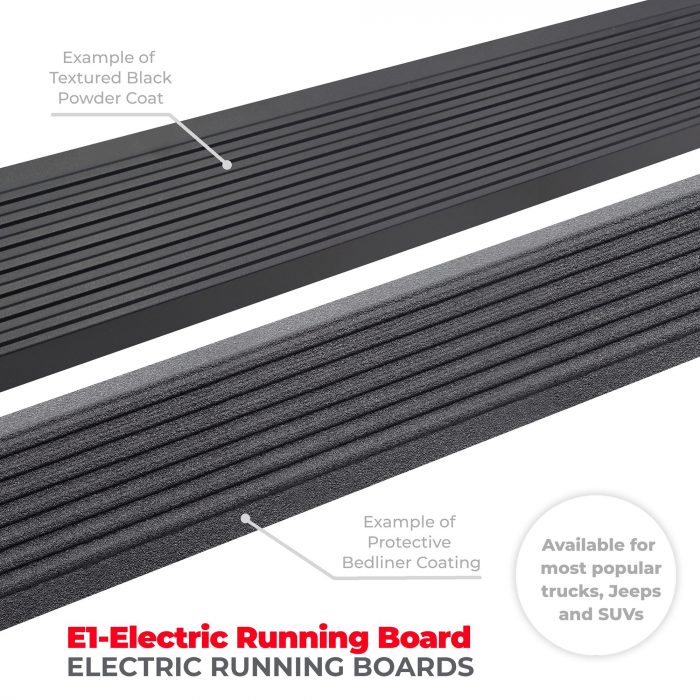 Go Rhino 20436680T - E1 Electric Running Board Kit - Protective Bedliner coating