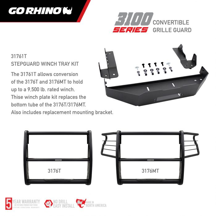 Go Rhino 3176MT - 3100 Series StepGuard with Brush Guards - Textured Black