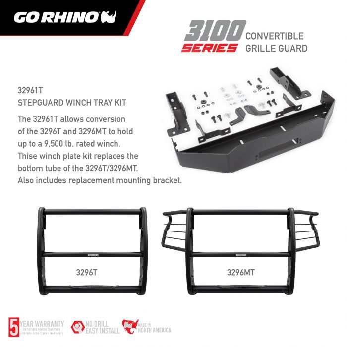 Go Rhino 32961T - 3100 Series StepGuard - Winch Tray Kit - Textured Black