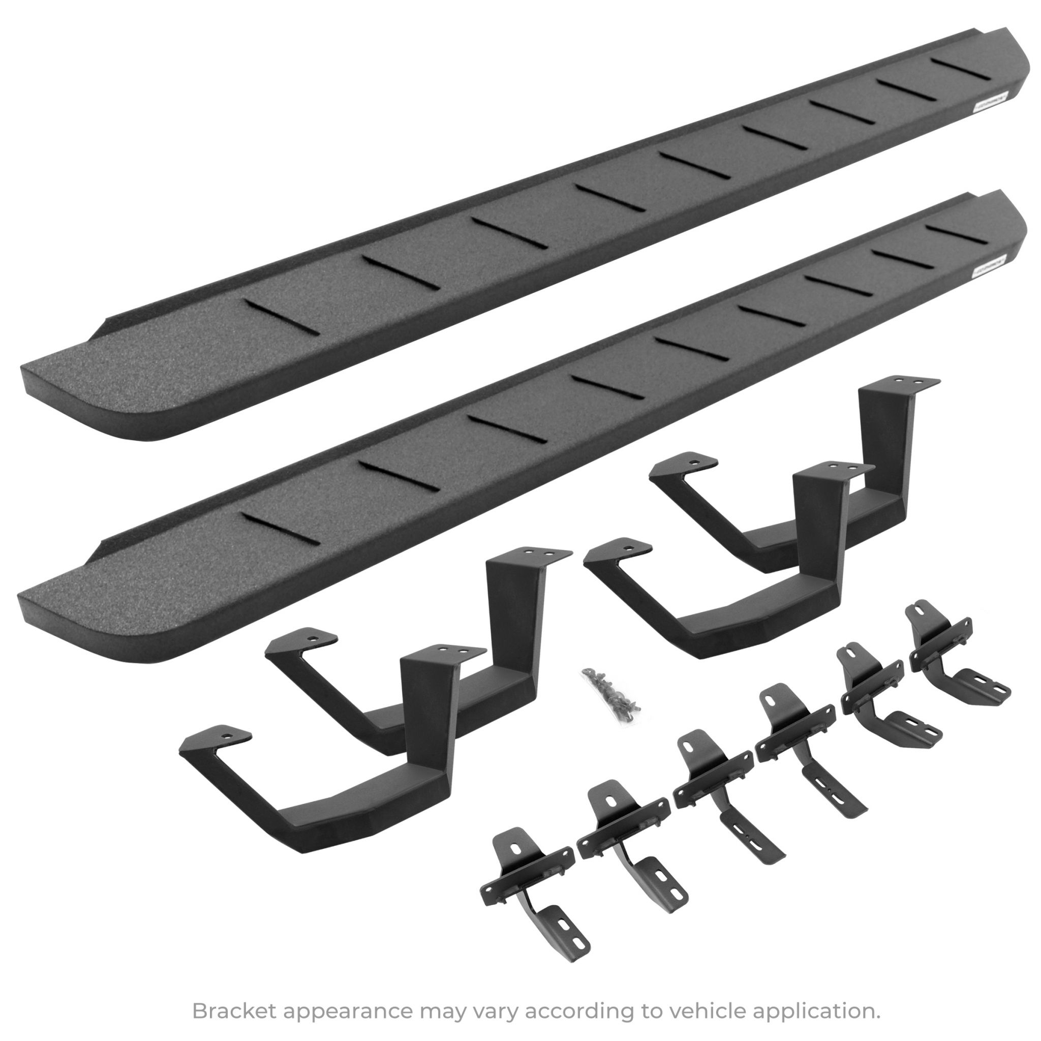 Go Rhino 6344158020T - RB10 Running Boards With Mounting Brackets & 2 Pairs of Drop Steps Kit - Protective Bedliner Coating