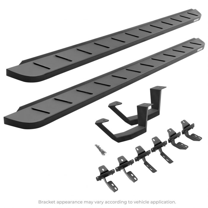 Go Rhino 639274810PC - RB10 Running Boards With Mounting Brackets & 1 Pair of Drop Steps Kit - Textured Black