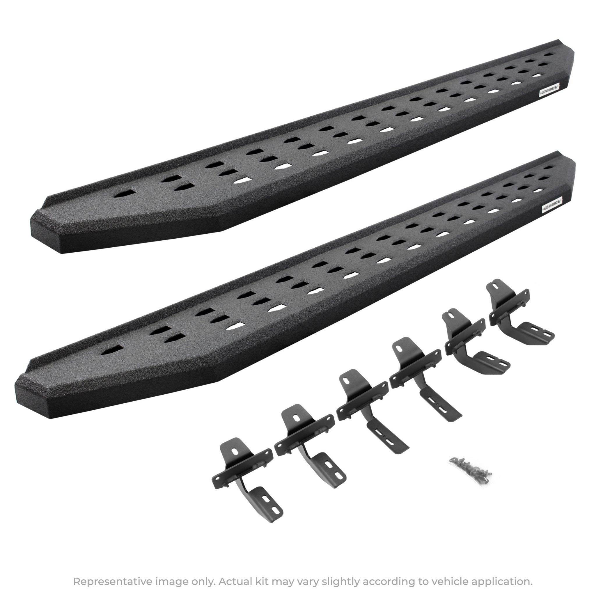 Go Rhino - 69404280T - RB20 Running Boards With Mounting Brackets - Protective Bedliner Coating