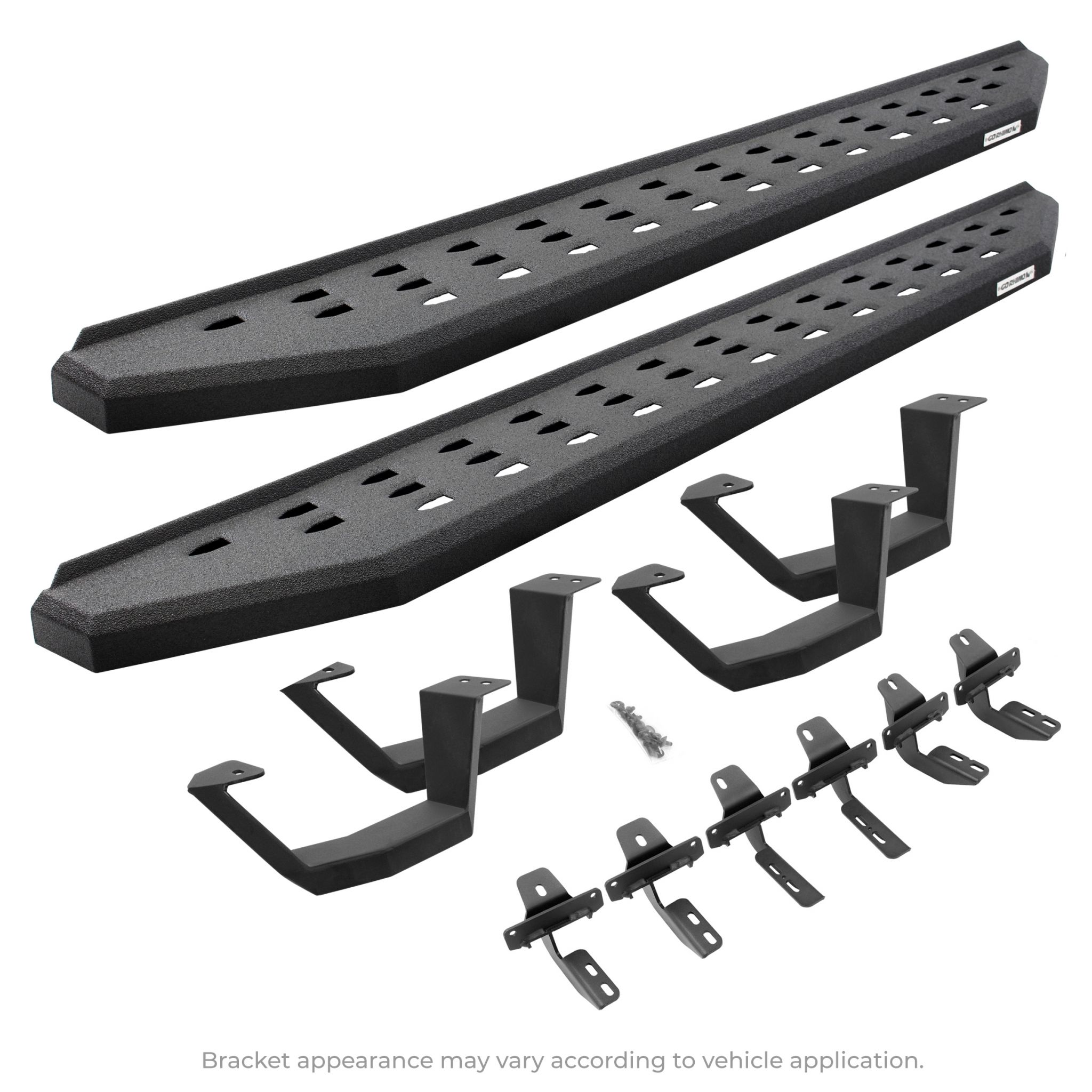 Go Rhino 6942358020T - RB20 Running Boards With Mounting Brackets & 2 Pairs of Drop Steps Kit - Protective Bedliner Coating