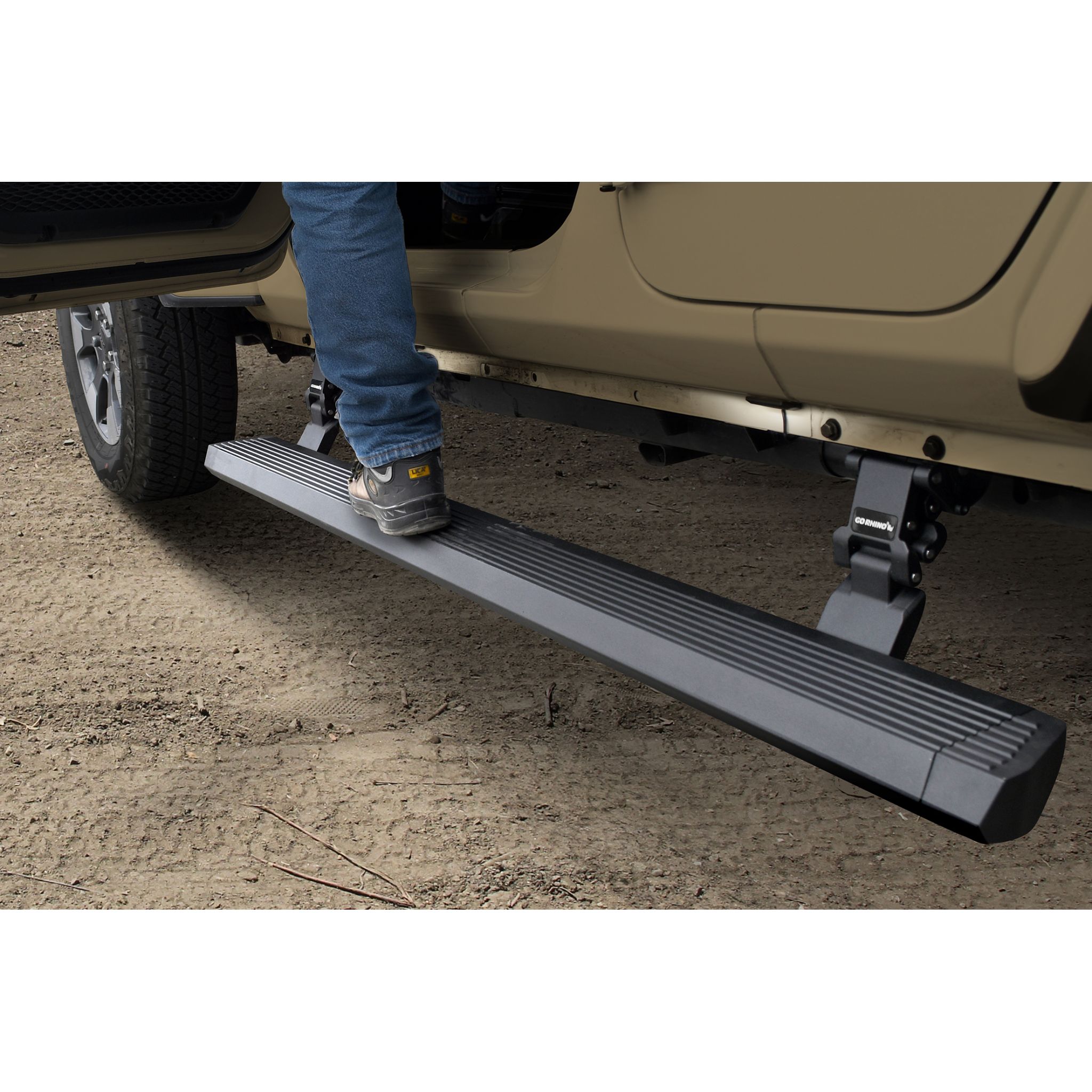 Go Rhino 20450674PC - E1 Electric Running Boards With Mounting Brackets - Textured Black