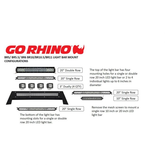 Go Rhino 26273T - BR5 Light Mount Bar - Textured Black