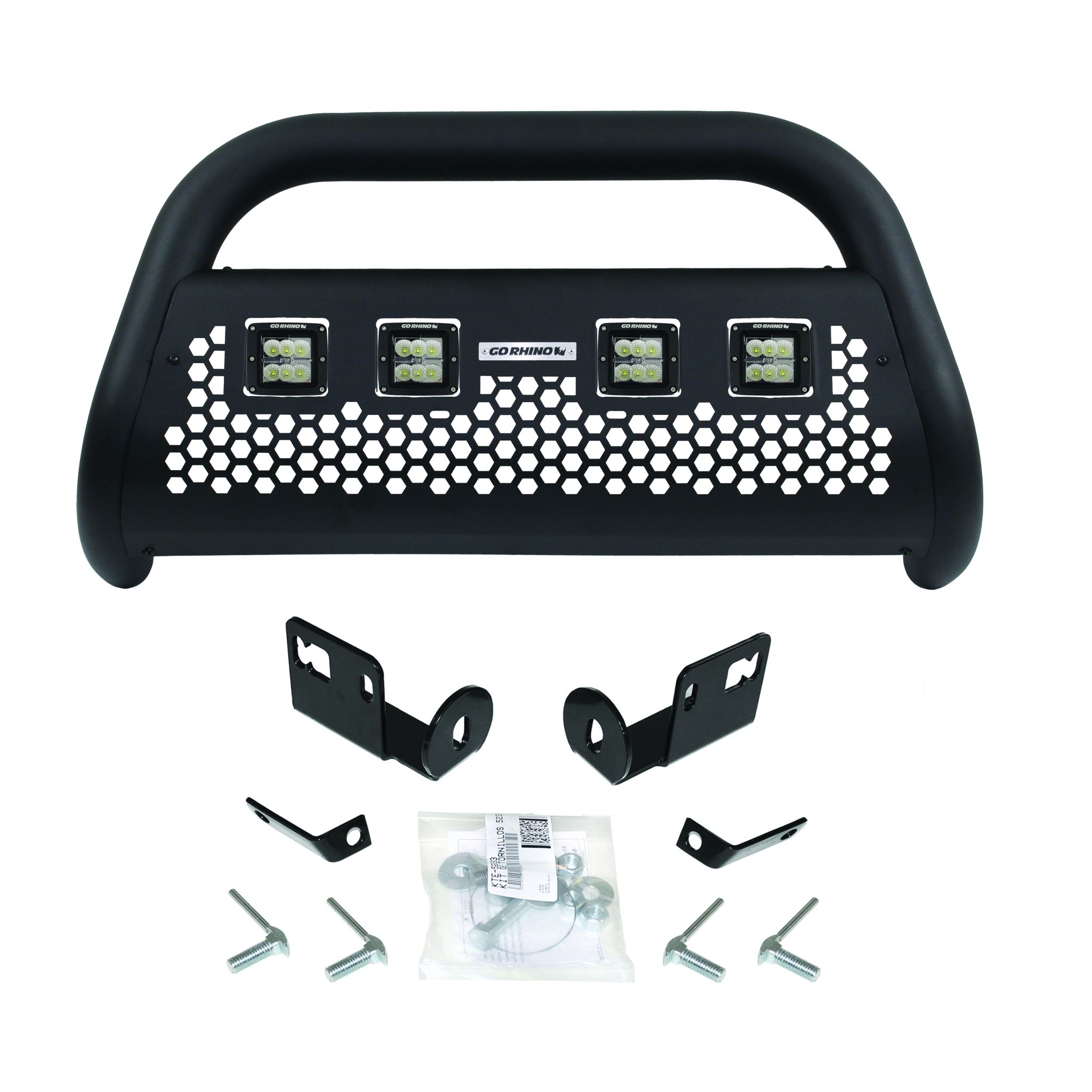 Go Rhino 55054LT -  RC2 LR Bull Bar with Mounting Brackets & Four 3" Cube Lights - Textured Black