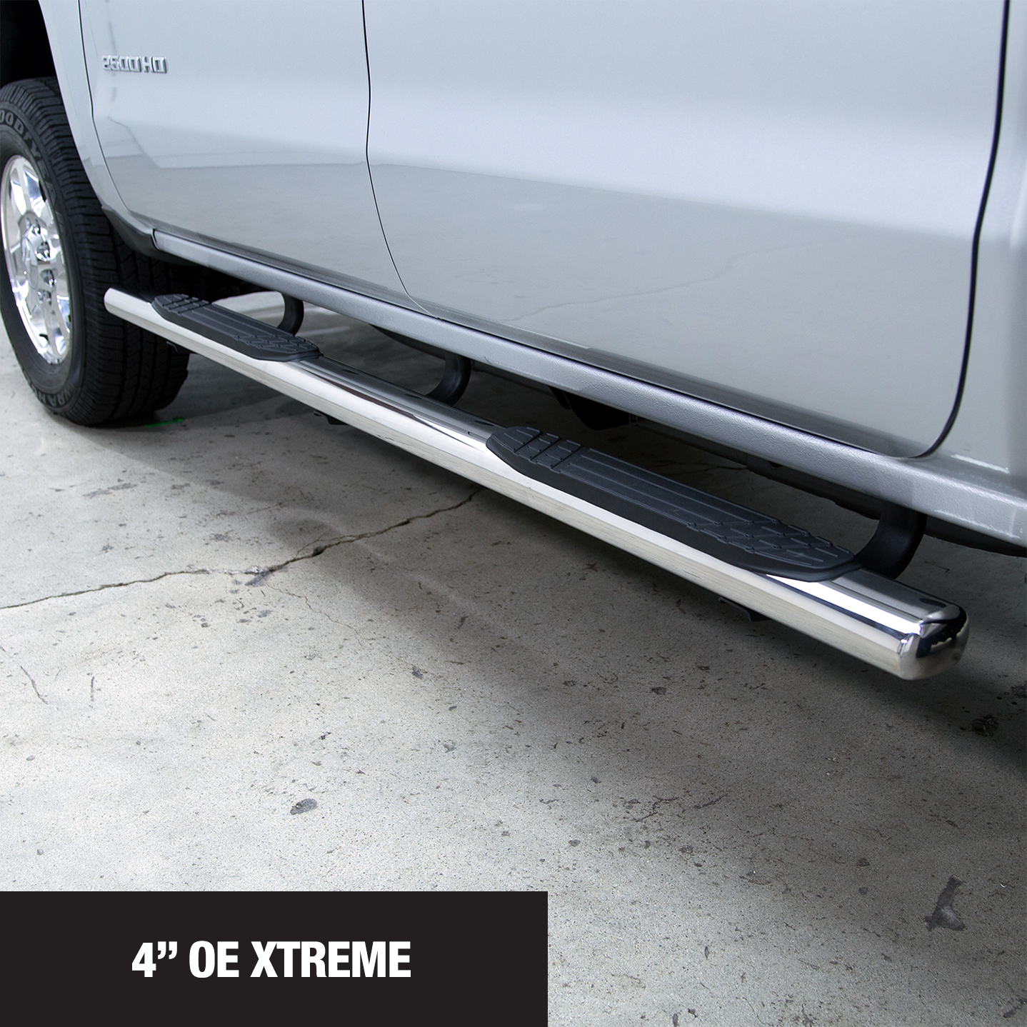 Go Rhino 684415580PS - 4" OE Xtreme SideSteps With Mounting Bracket Kit - Polished Stainless Steel