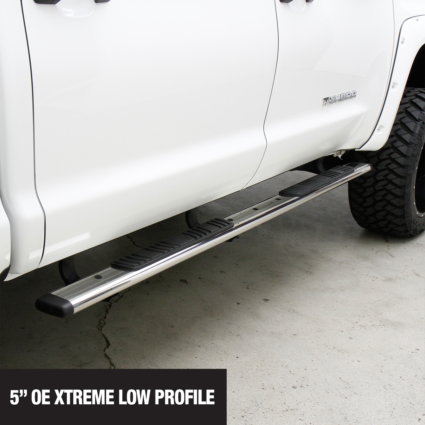 Go Rhino 685036880PS - 5" OE Xtreme Low Profile SideSteps With Mounting Bracket Kit - Polished Stainless Steel
