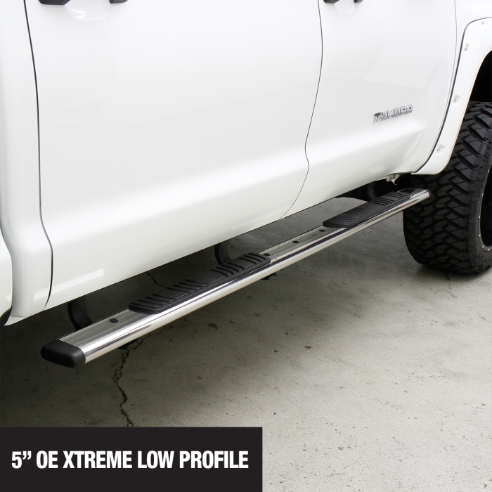 Go Rhino 685415580PS - 5" OE Xtreme Low Profile Side Steps with Mounting Brackets Kit - Polished Stainless Steel