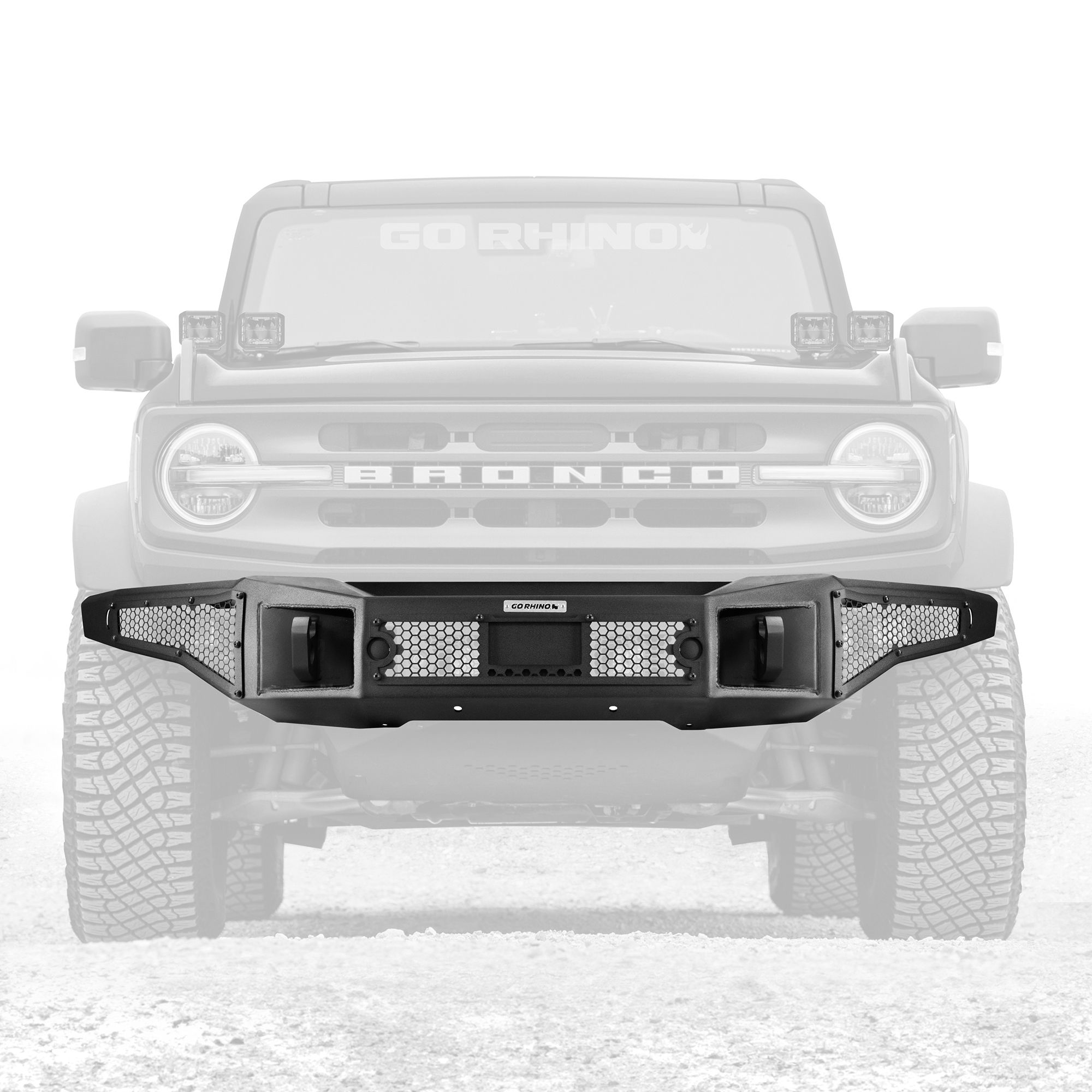 Go Rhino 331400T - Rockline Winch-Ready Front Full Width Bumper For Ford Bronco - Textured Black